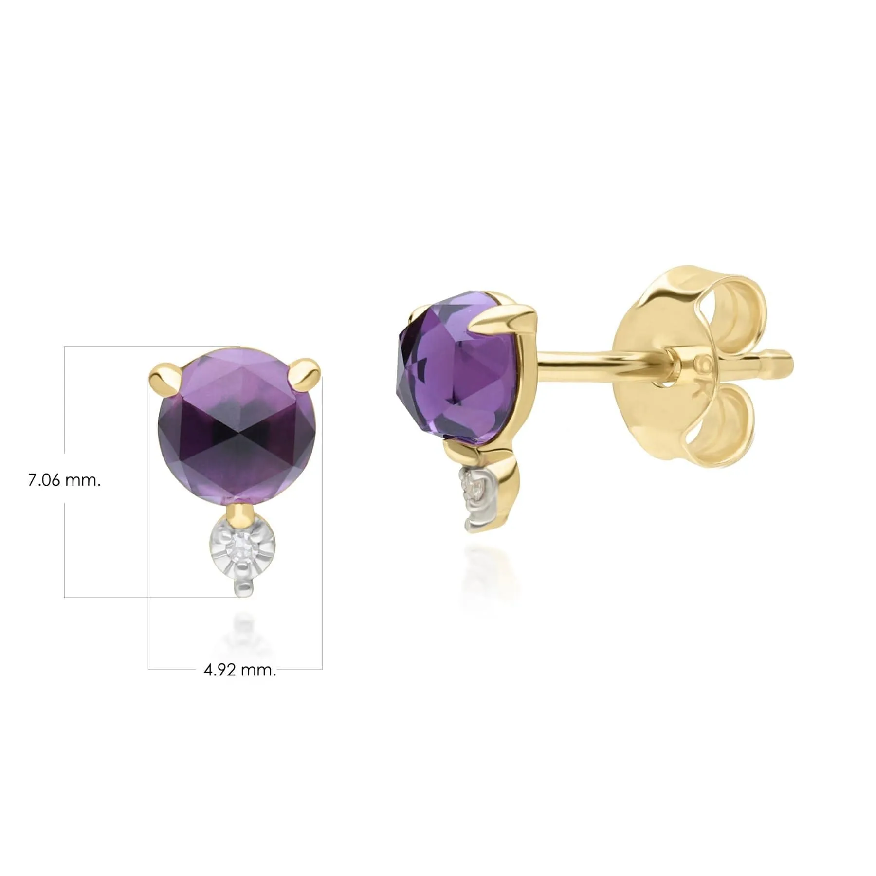 Classic Amethyst & Diamond Stud Earrings in 9ct Yellow Gold sold by Gemondo Jewellery product image thumbnail 4