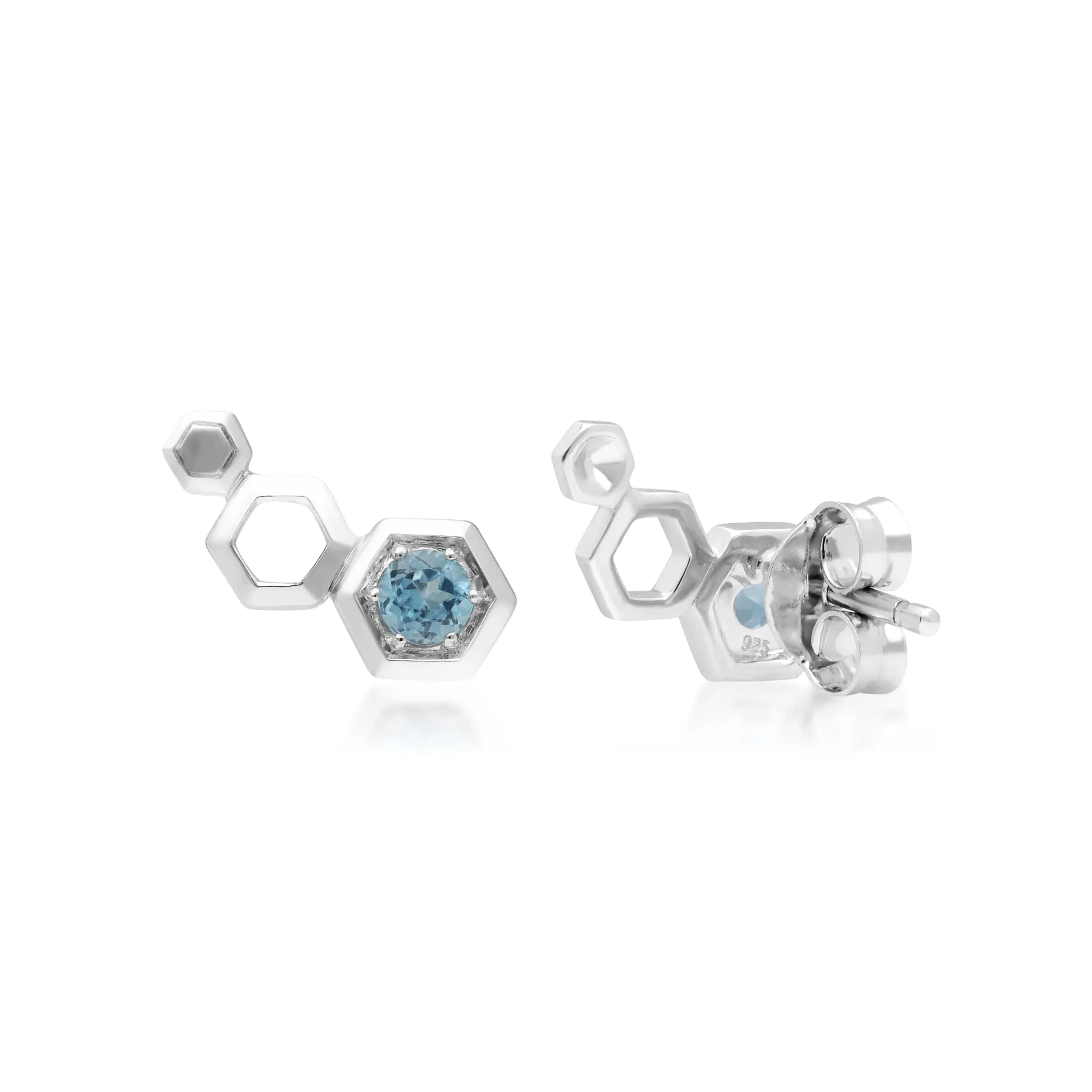 Honeycomb Blue Topaz Ear Climber Studs in 925 Sterling Silver sold by Gemondo Jewellery product image thumbnail 3