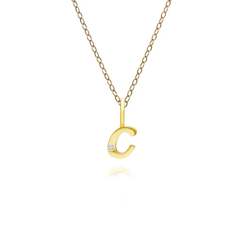 Alphabet Letter C Diamond pendant in 9ct Yellow Gold sold by Gemondo Jewellery
