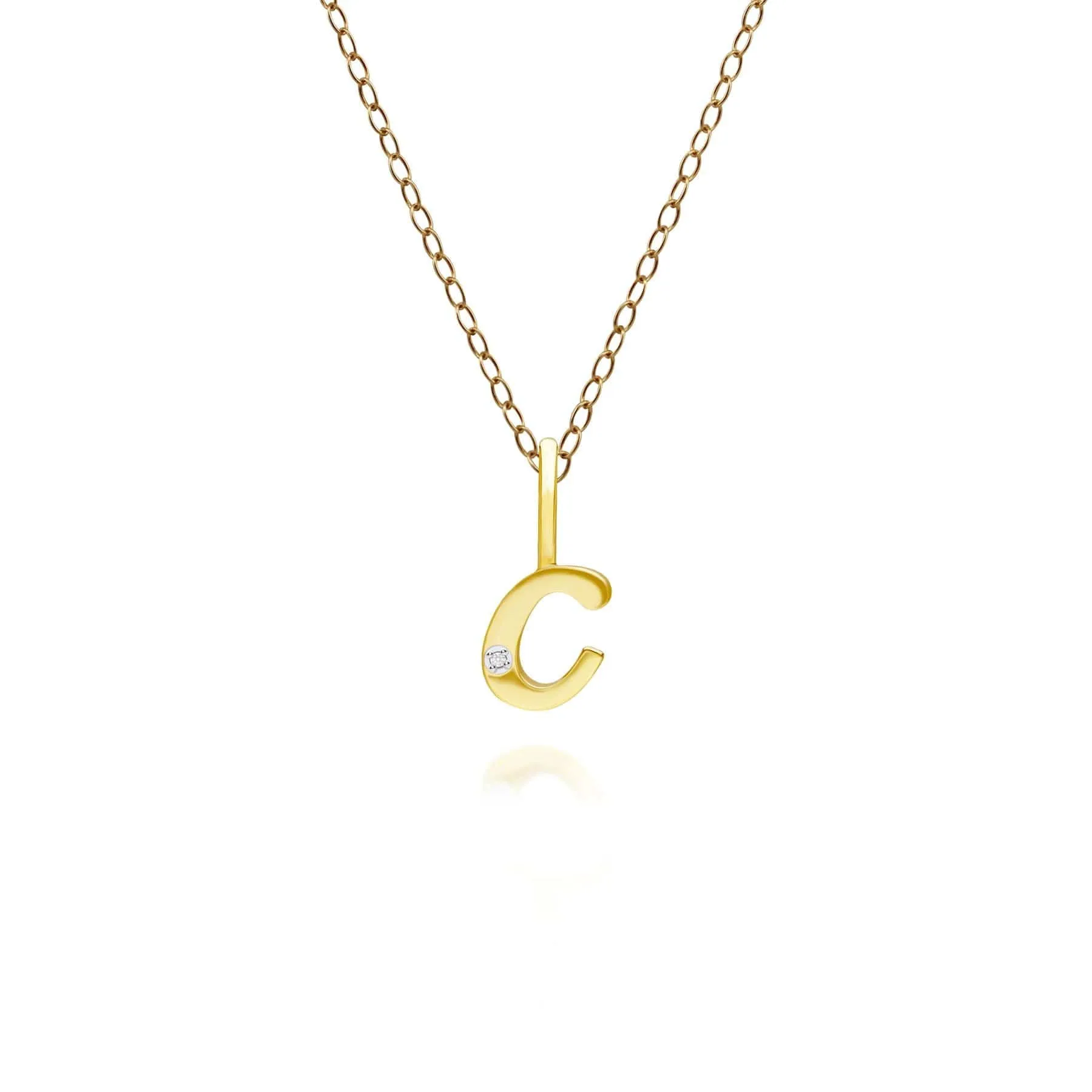 Alphabet Letter C Diamond pendant in 9ct Yellow Gold sold by Gemondo Jewellery