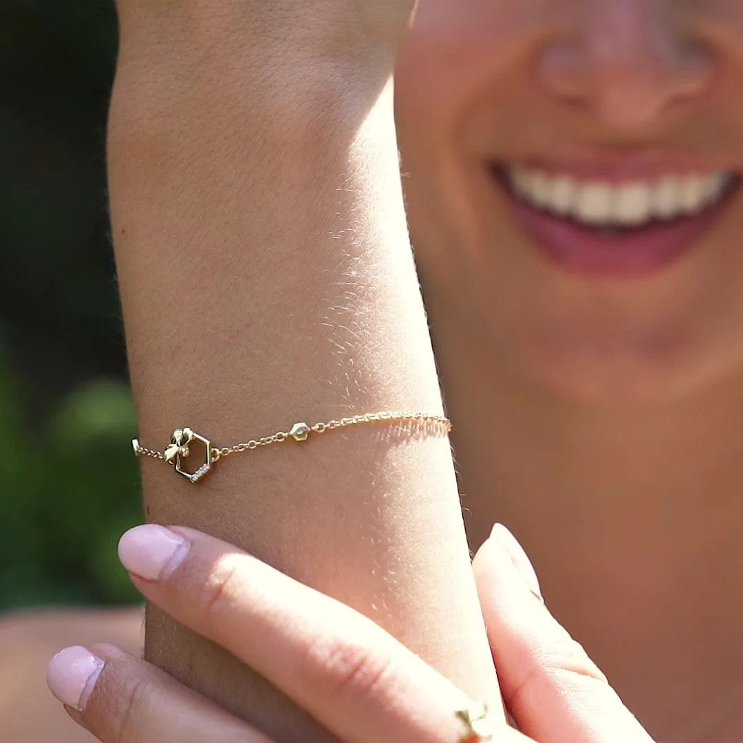 Honeycomb Inspired Bee Bracelet in 9ct Yellow Gold sold by Gemondo Jewellery product image thumbnail 2