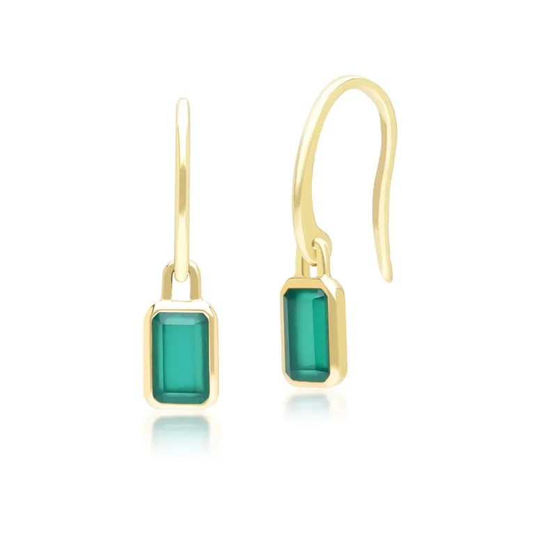 Classic Baguette Chalcedony Drop Earrings in 9ct Yellow Gold sold by Gemondo Jewellery
