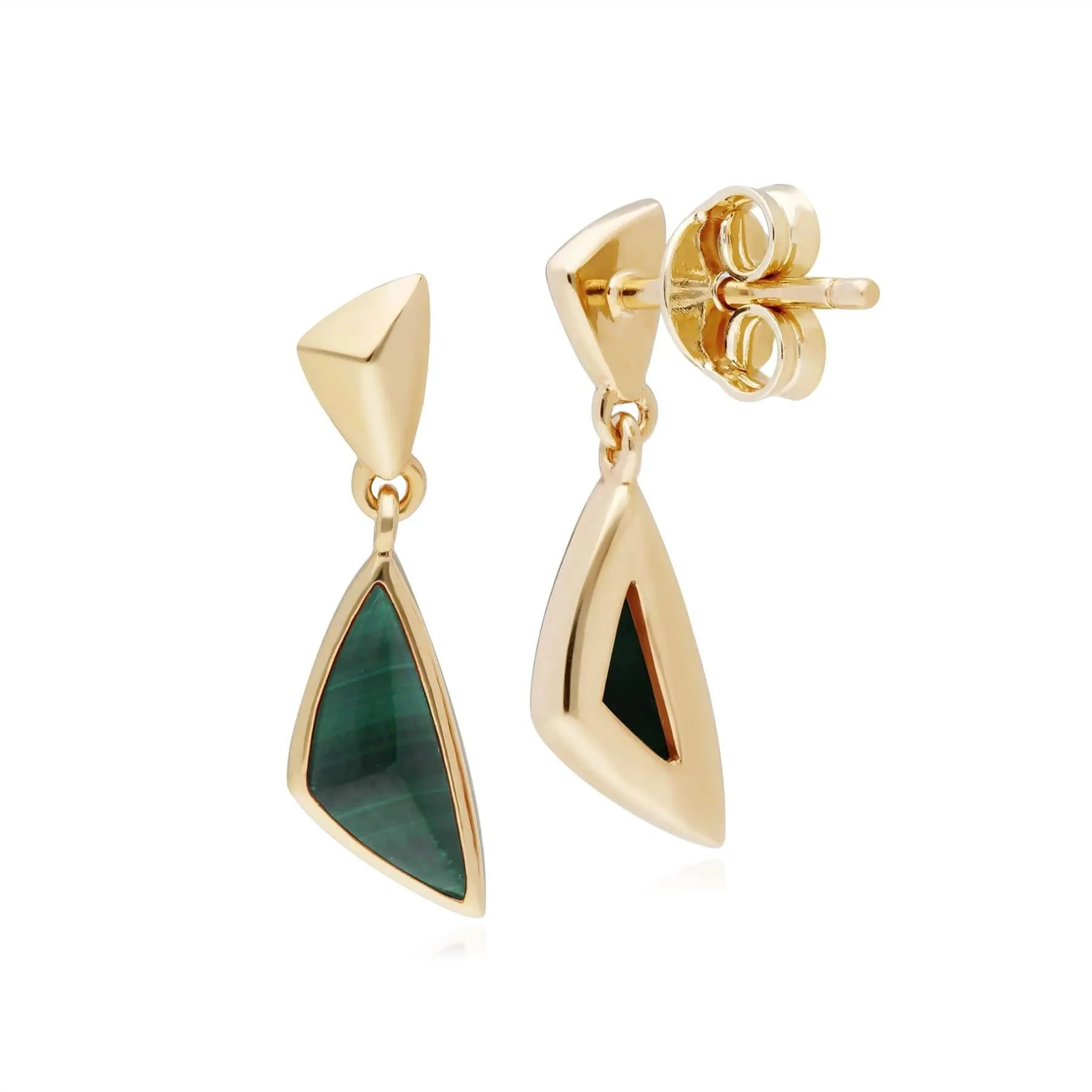 Micro Statement Malachite Drop Earrings in Gold Plated Silver sold by Gemondo Jewellery product image thumbnail 2