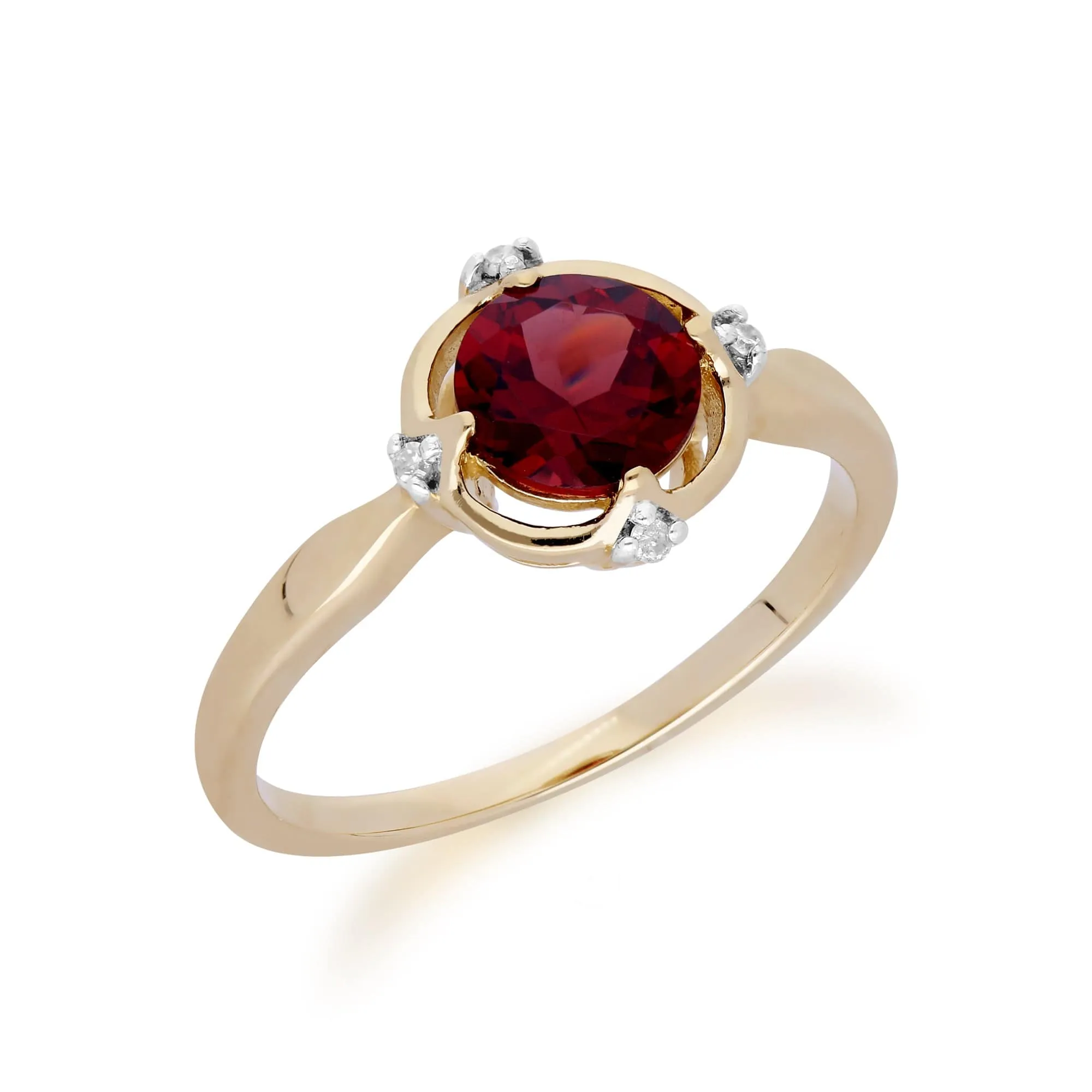 Gemondo 9ct Yellow Gold Halo Mozambique Garnet & Diamond Round Cut Ring sold by Gemondo Jewellery product image thumbnail 2