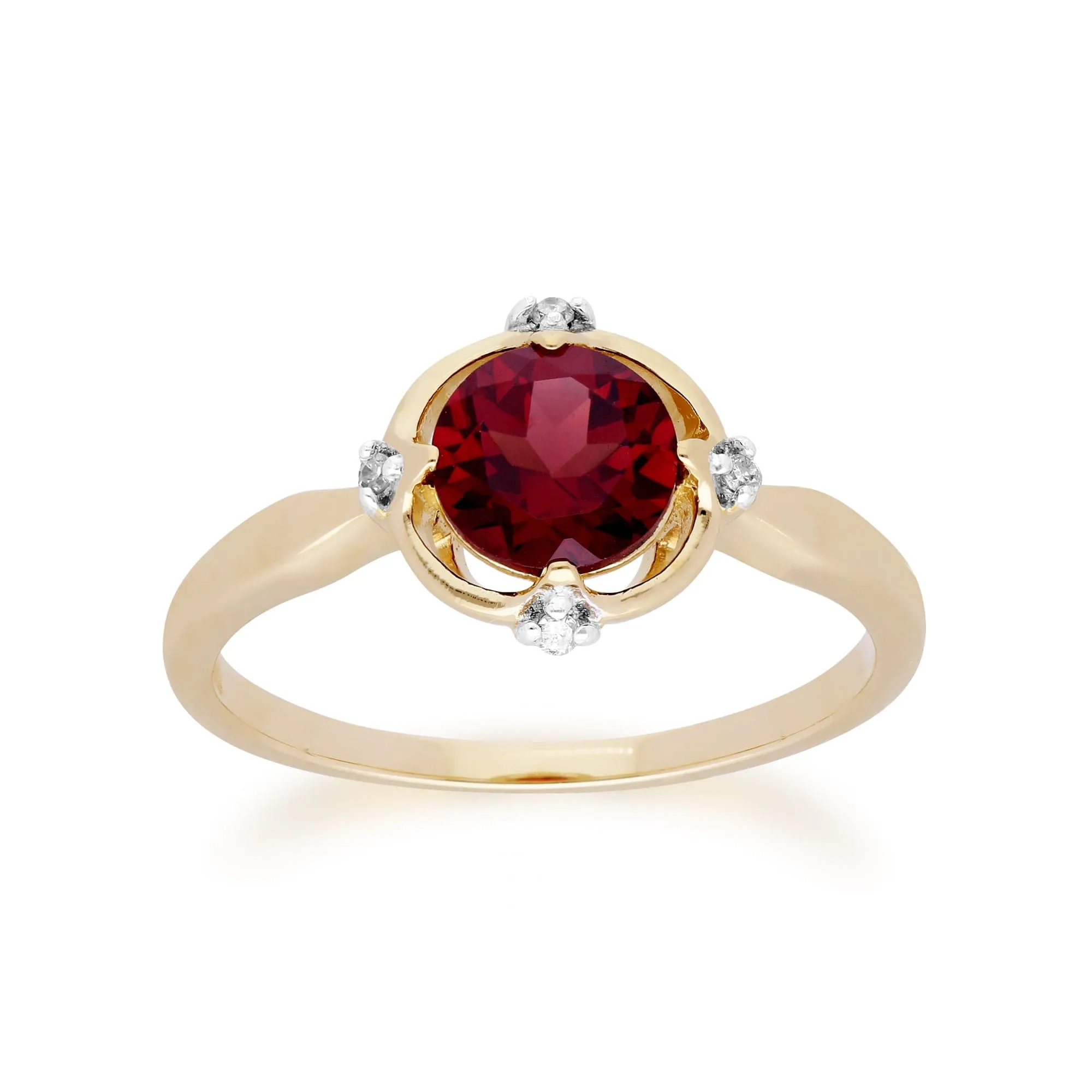 Gemondo 9ct Yellow Gold Halo Mozambique Garnet & Diamond Round Cut Ring sold by Gemondo Jewellery
