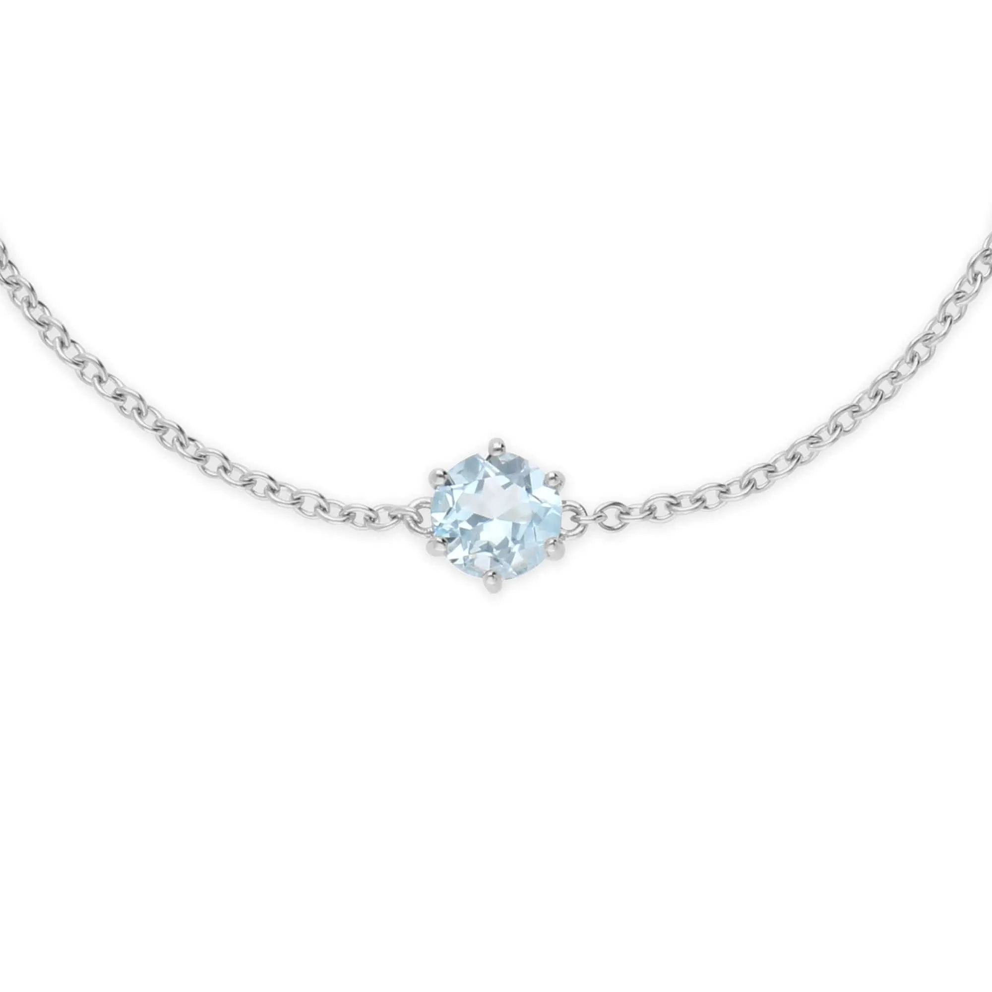 Classic Round Blue Topaz 6 Claw Set Single Stone Bracelet in 925 Sterling Silver sold by Gemondo Jewellery product image thumbnail 2