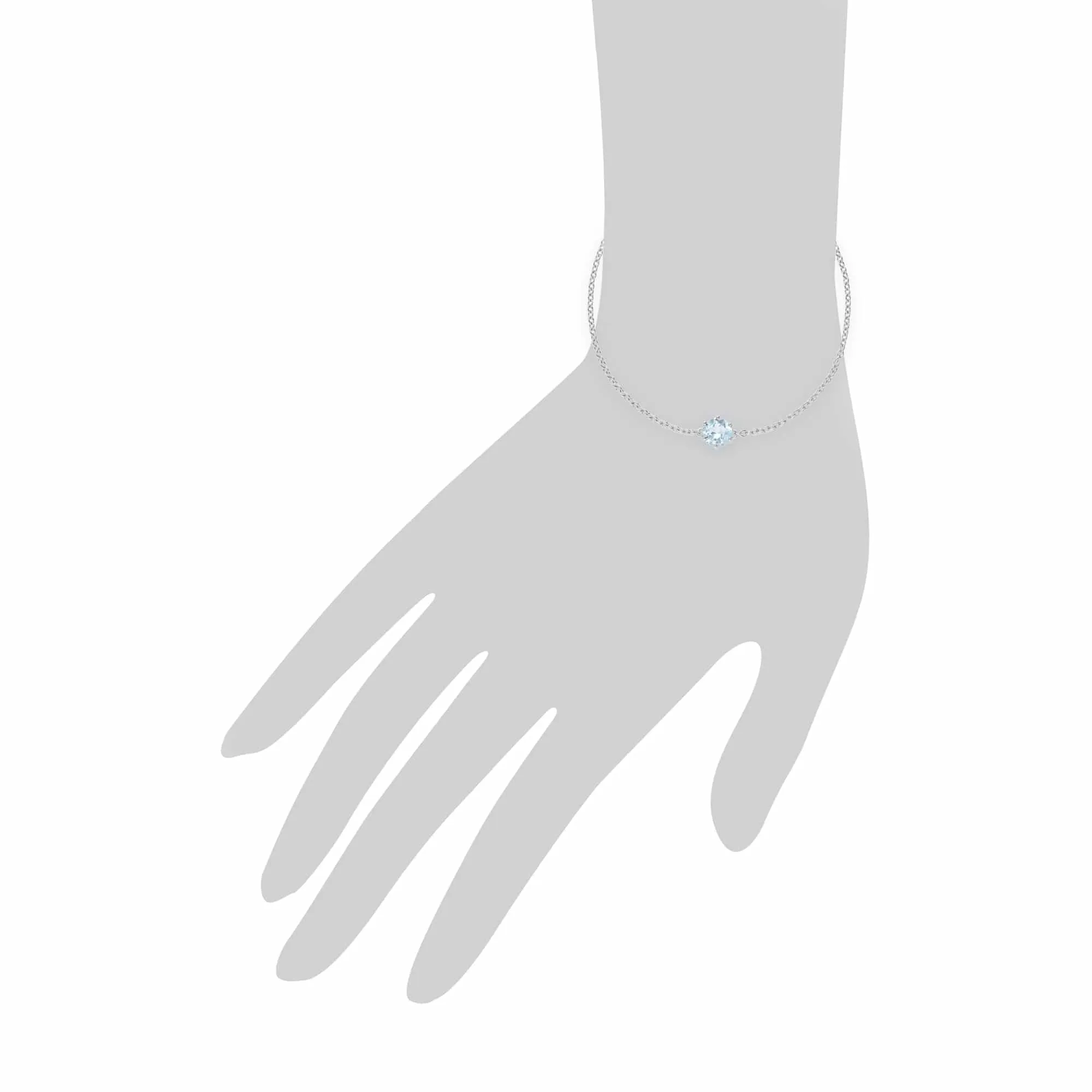 Classic Round Blue Topaz 6 Claw Set Single Stone Bracelet in 925 Sterling Silver sold by Gemondo Jewellery product image thumbnail 3