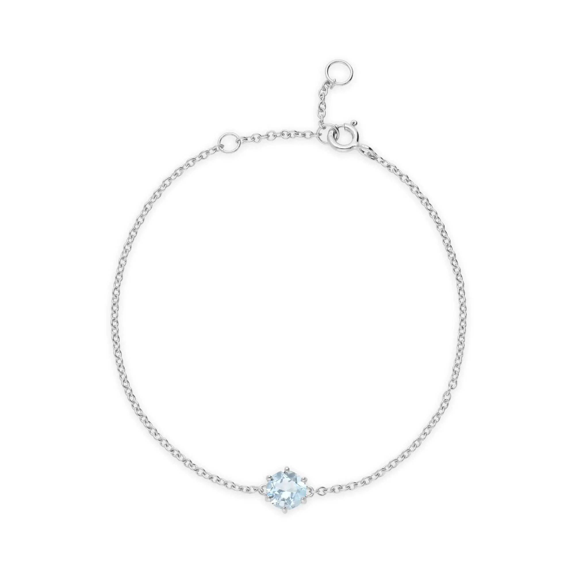 Classic Round Blue Topaz 6 Claw Set Single Stone Bracelet in 925 Sterling Silver sold by Gemondo Jewellery