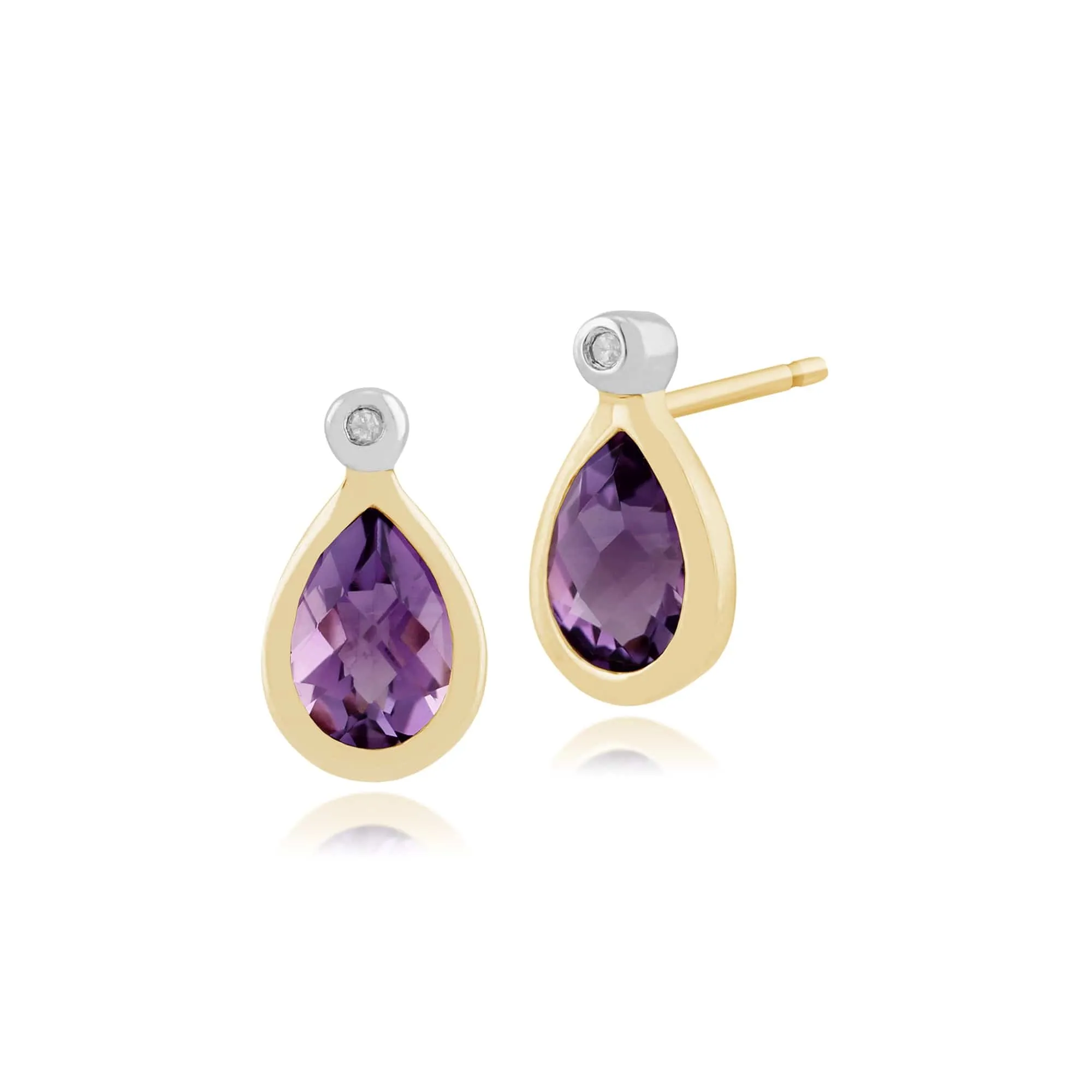 Gemondo 9ct Yellow Gold 0.66ct Amethyst & Diamond Stud Earrings sold by Gemondo Jewellery