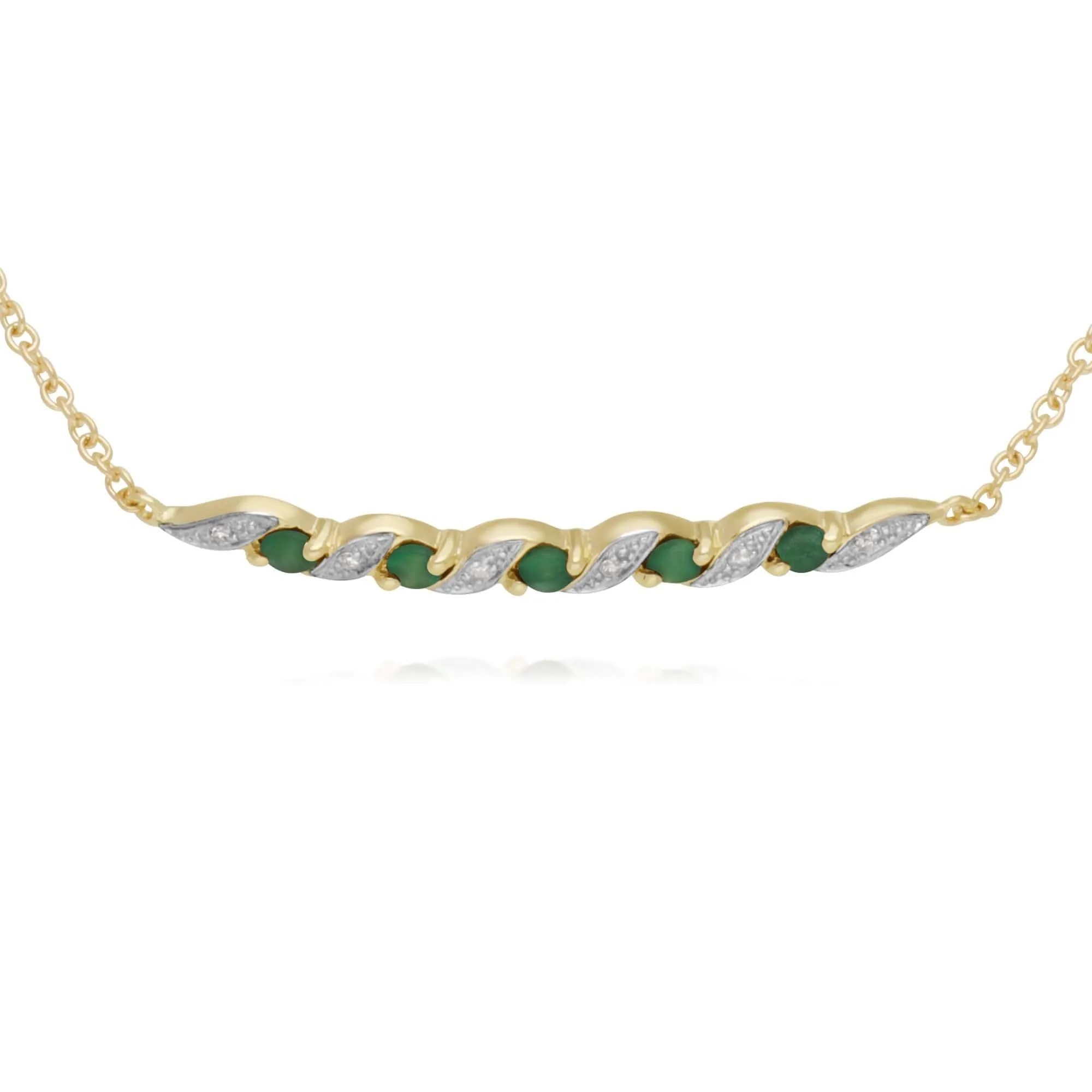 Classic Emerald & Diamond Spiral Bracelet in 9ct Yellow Gold sold by Gemondo Jewellery product image thumbnail 2