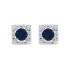 Classic Round Blue Sapphire Studs with Detachable Diamond Square Ear Jacket in 9ct White Gold sold by Gemondo Jewellery