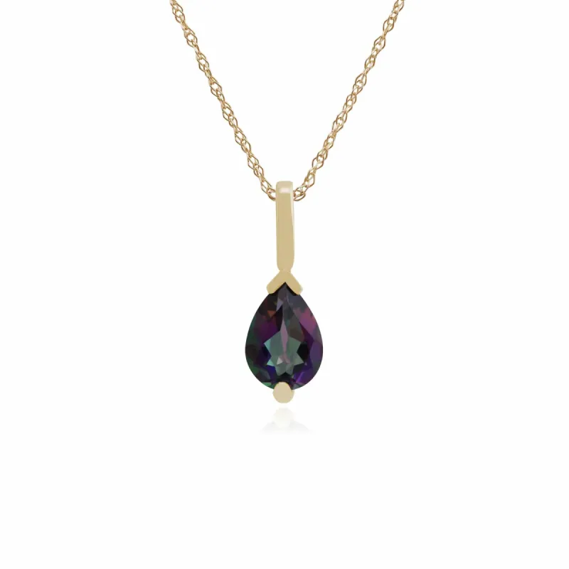 Classic Pear Mystic Topaz Claw Set Pendant in 9ct Yellow Gold sold by Gemondo Jewellery