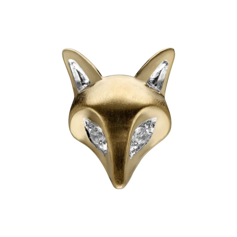 Gardenia White Sapphire Fox Pin In 9ct Yellow Gold sold by Gemondo Jewellery