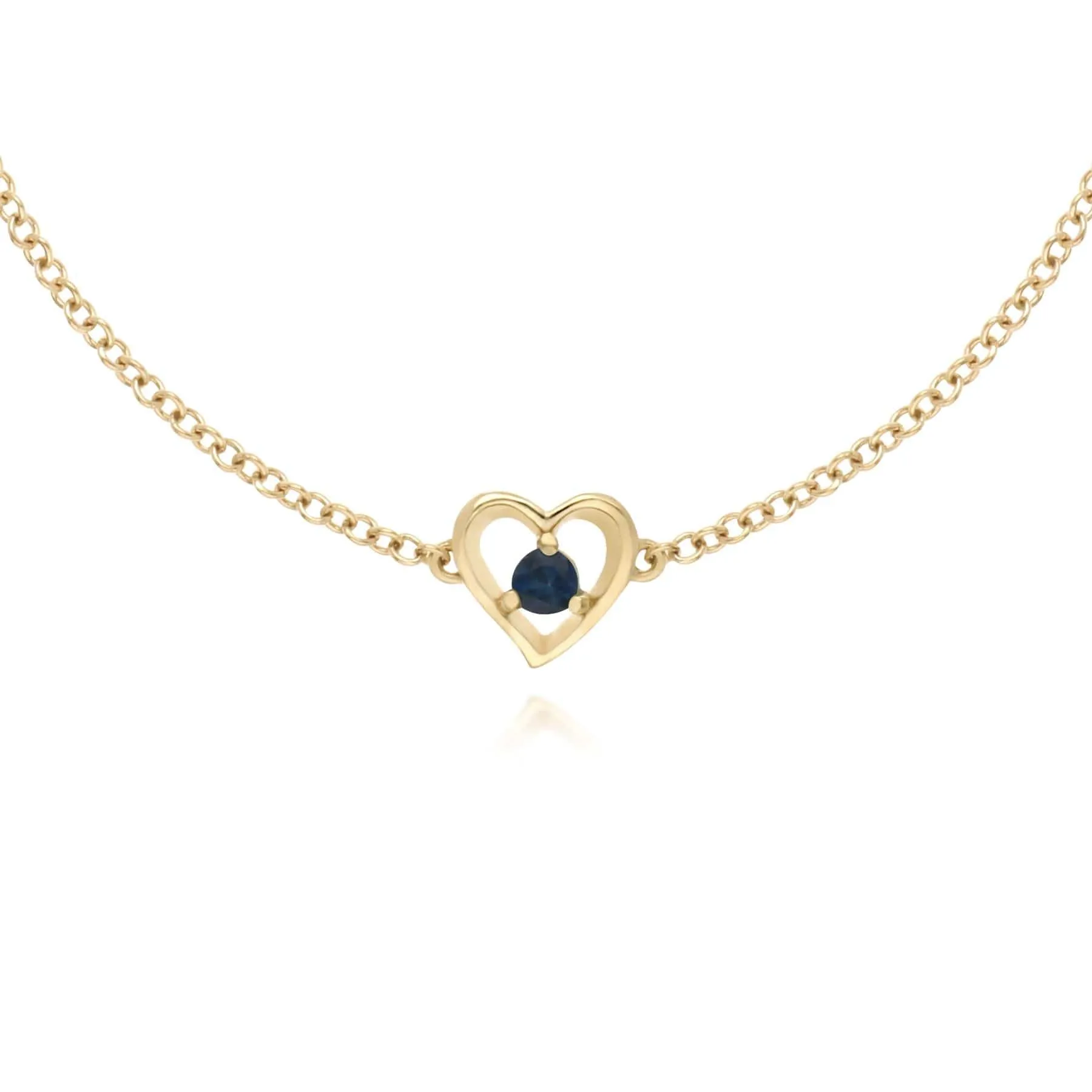 Classic Single Stone Round Sapphire Love Heart Bracelet in 9ct Yellow Gold sold by Gemondo Jewellery
