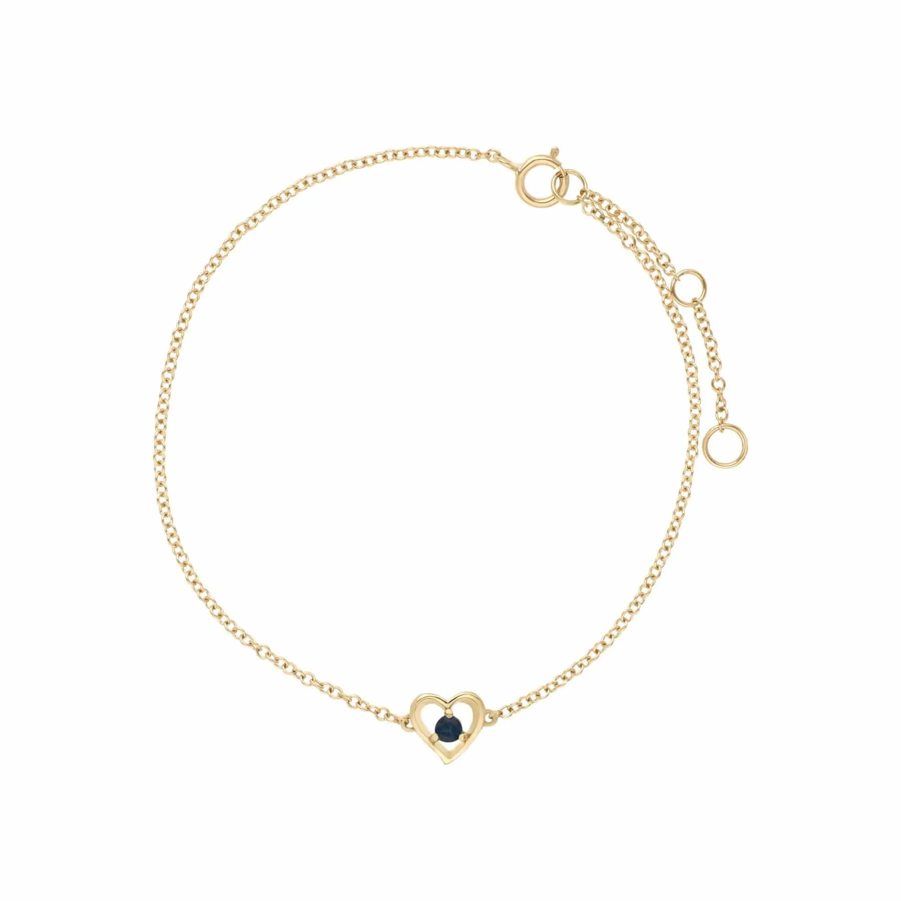 Classic Single Stone Round Sapphire Love Heart Bracelet in 9ct Yellow Gold sold by Gemondo Jewellery product image thumbnail 2