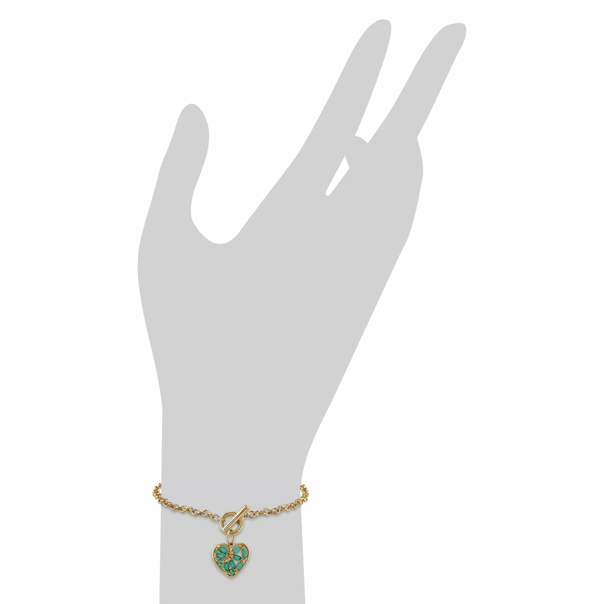 Classic Marquise Emerald Charm Bracelet in 9ct Yellow Gold sold by Gemondo Jewellery product image thumbnail 3