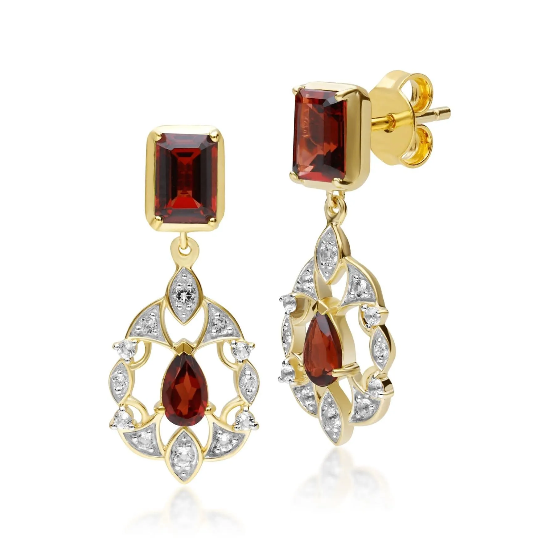 ECFEW™ Creator Garnet & White Topaz Earrings In Sterling Silver sold by Gemondo Jewellery