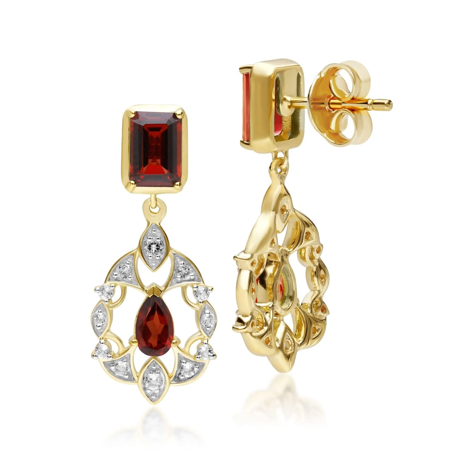 ECFEW™ Creator Garnet & White Topaz Earrings In Sterling Silver sold by Gemondo Jewellery product image thumbnail 2