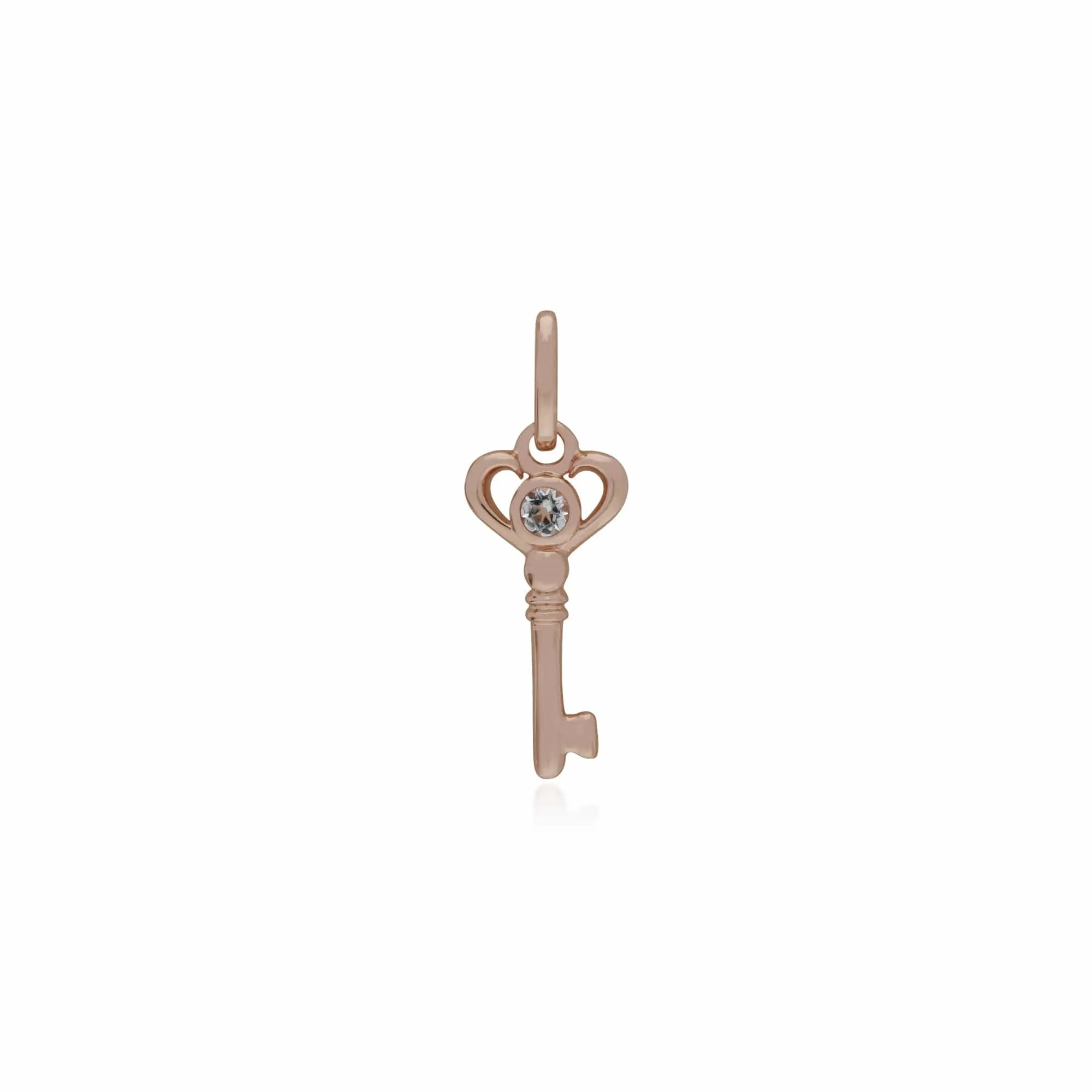 Gemondo Rose Gold Plated Sterling Silver Clear Topaz Small Key Charm sold by Gemondo Jewellery