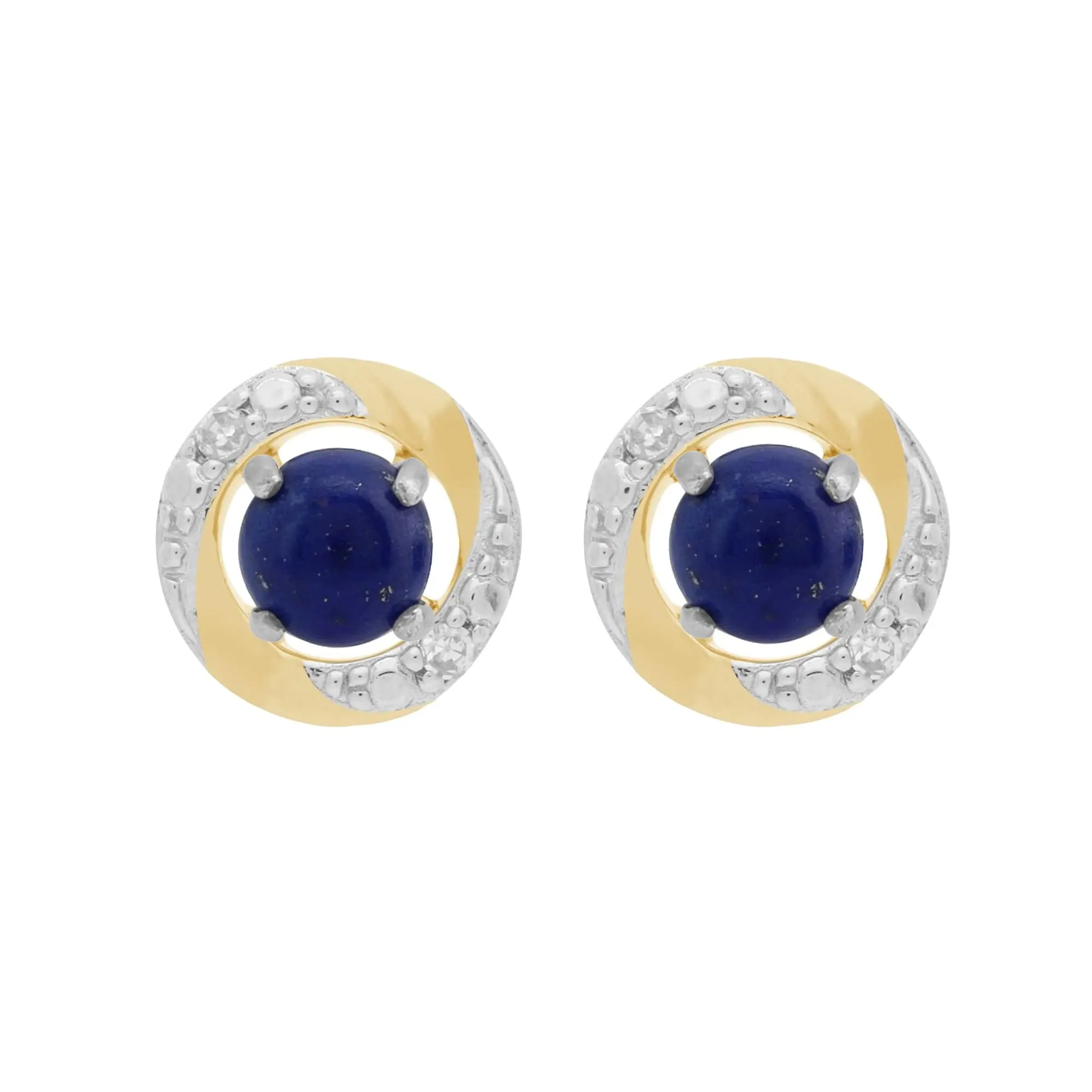9ct White Gold Lapis Lazuli Stud Earrings with Detachable Diamond Halo Ear Jacket in 9ct Yellow Gold sold by Gemondo Jewellery