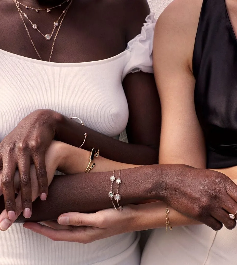 Geometric Black Onyx Open Bangle in Gold Plated Silver sold by Gemondo Jewellery product image thumbnail 2
