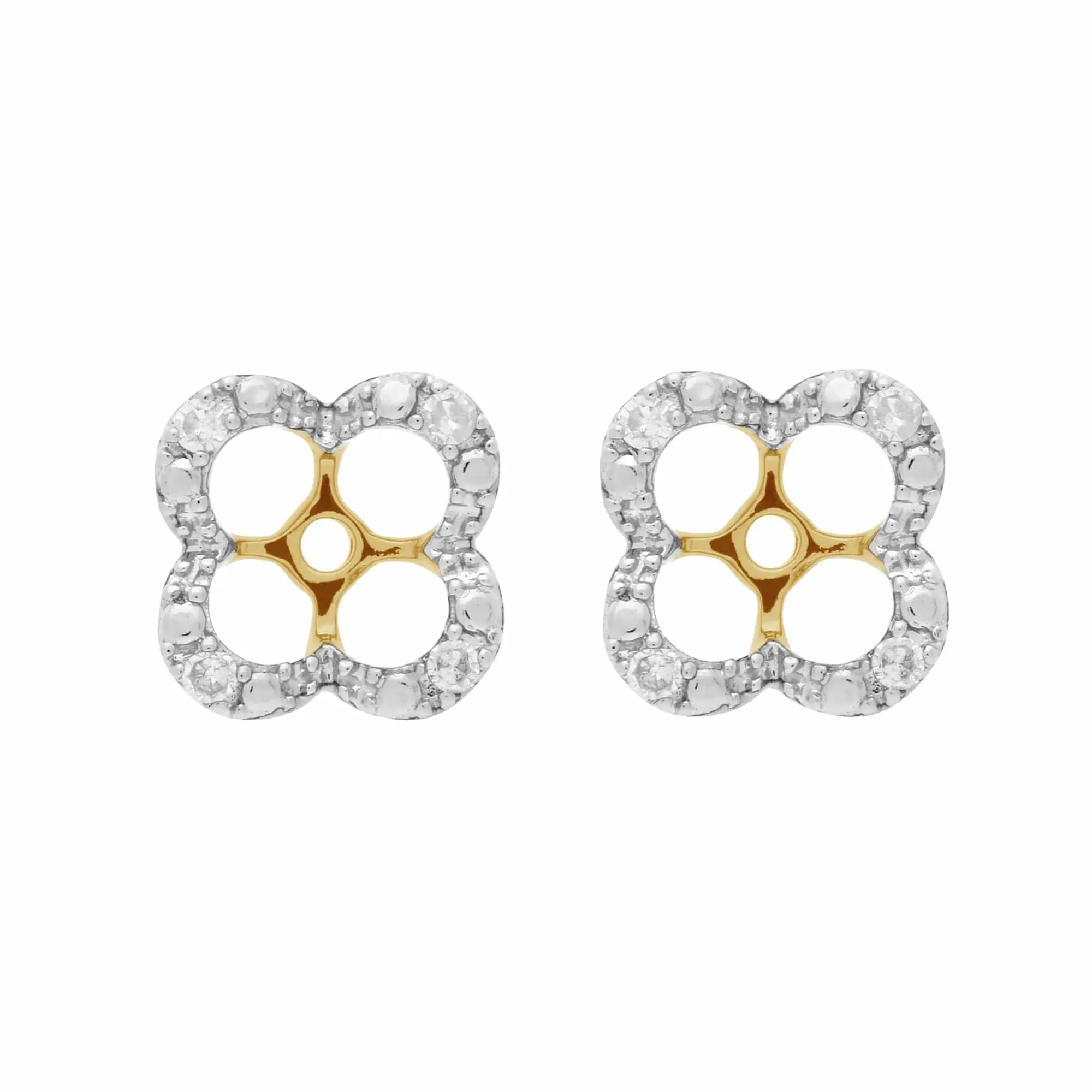 Classic Round Blue Topaz Stud Earrings with Detachable Diamond Floral Ear Jacket in 9ct Yellow Gold sold by Gemondo Jewellery product image thumbnail 3