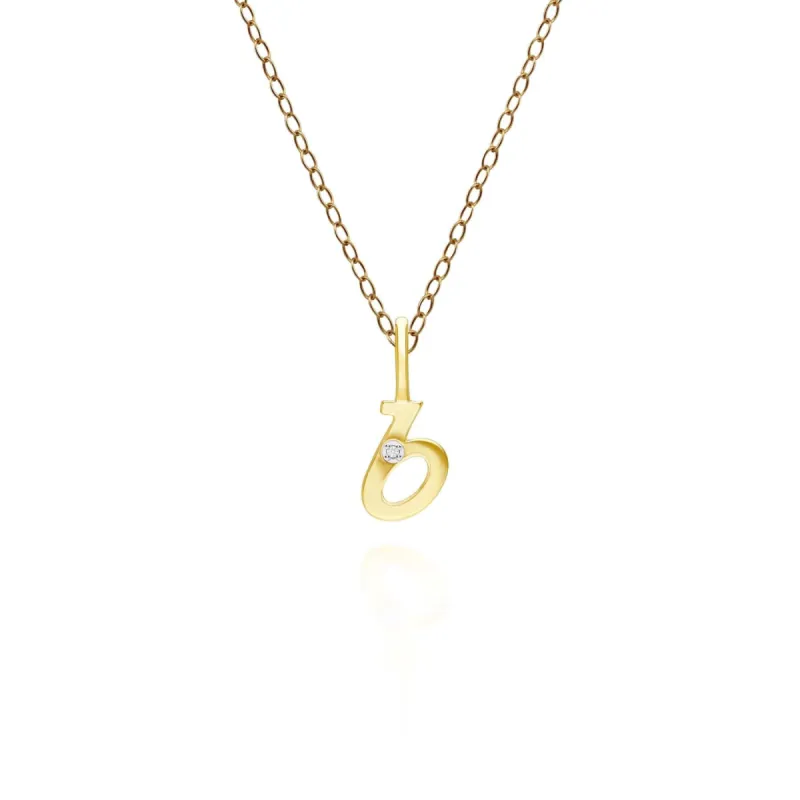 Alphabet Letter B Diamond pendant in 9ct Yellow Gold sold by Gemondo Jewellery