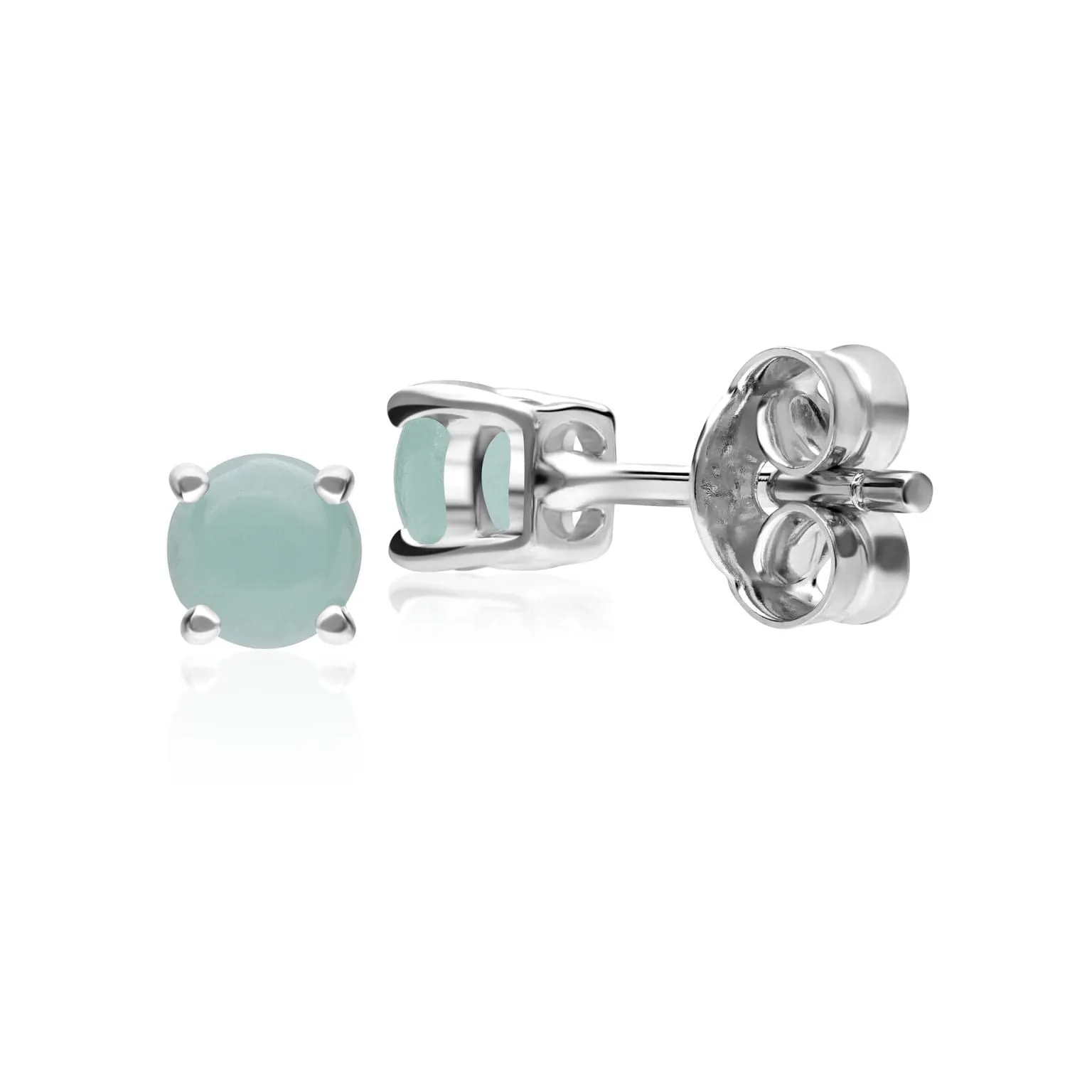Classic Round Jade Claw Set Stud Earrings in 9ct White Gold 3.5mm sold by Gemondo Jewellery product image thumbnail 3