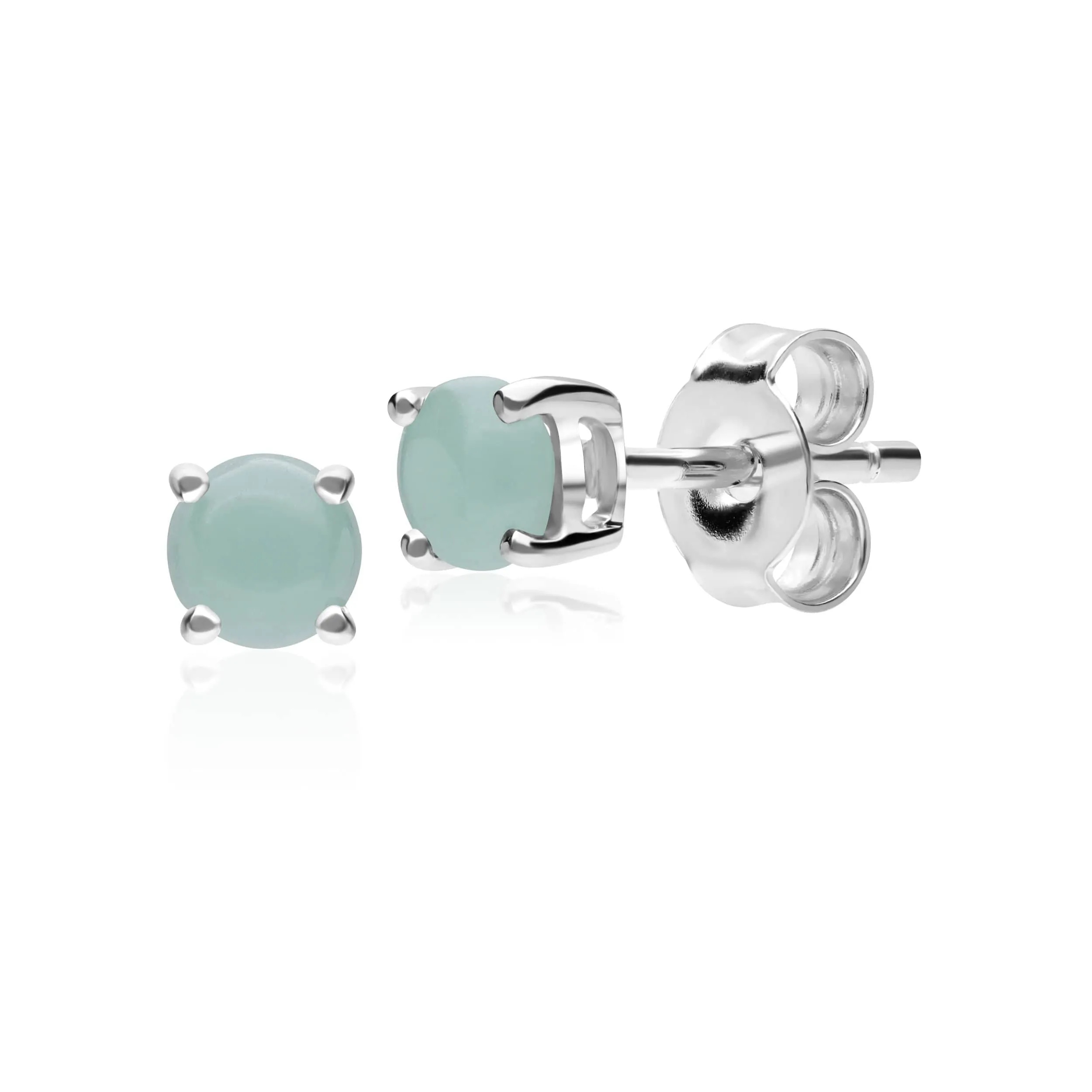 Classic Round Jade Claw Set Stud Earrings in 9ct White Gold 3.5mm sold by Gemondo Jewellery