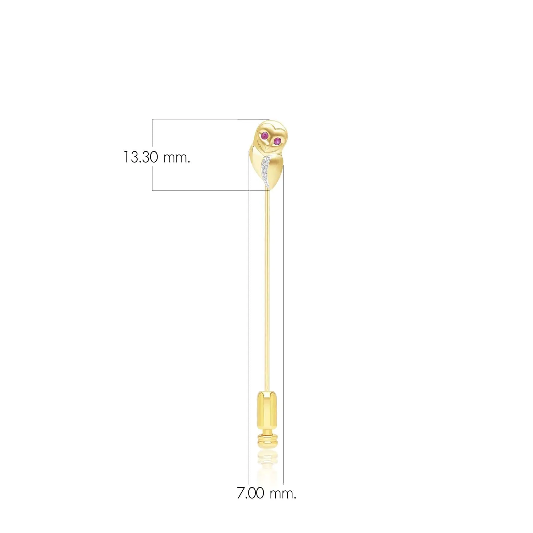 Gardenia Ruby and White Sapphire Owl Lapel Pin in 9ct Yellow Gold sold by Gemondo Jewellery product image thumbnail 3