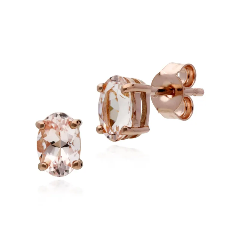 Classic Oval Morganite Stud Earrings in 9ct Rose Gold sold by Gemondo Jewellery