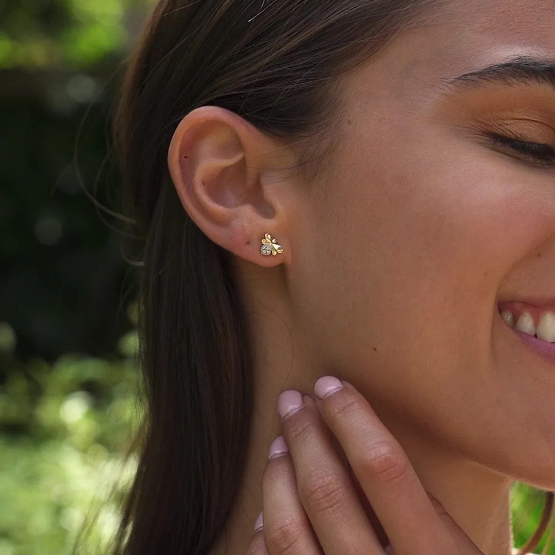 Honeycomb Inspired Mismatched Diamond Bee Earrings in 9ct Yellow Gold sold by Gemondo Jewellery product image thumbnail 3