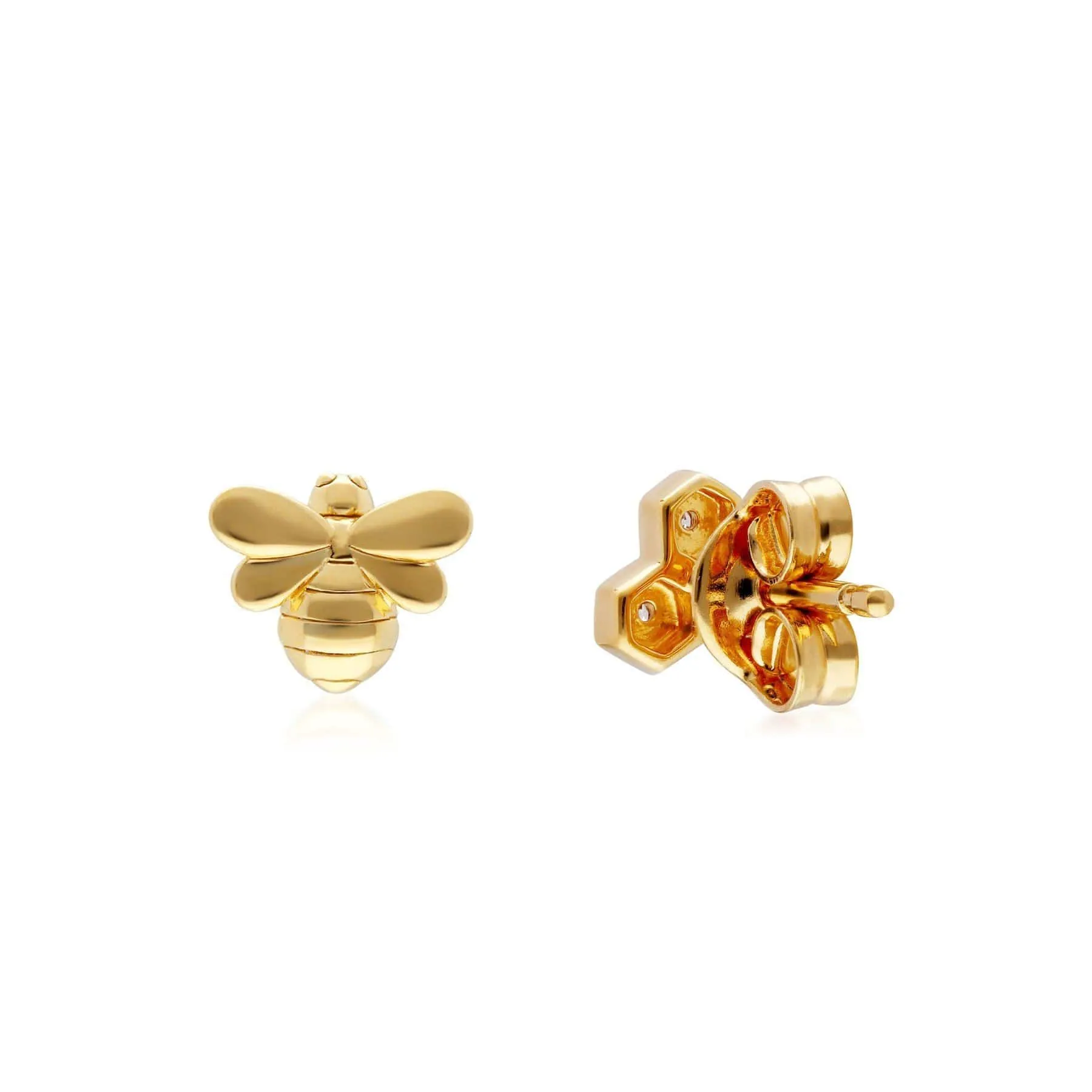 Honeycomb Inspired Mismatched Diamond Bee Earrings in 9ct Yellow Gold sold by Gemondo Jewellery product image thumbnail 4