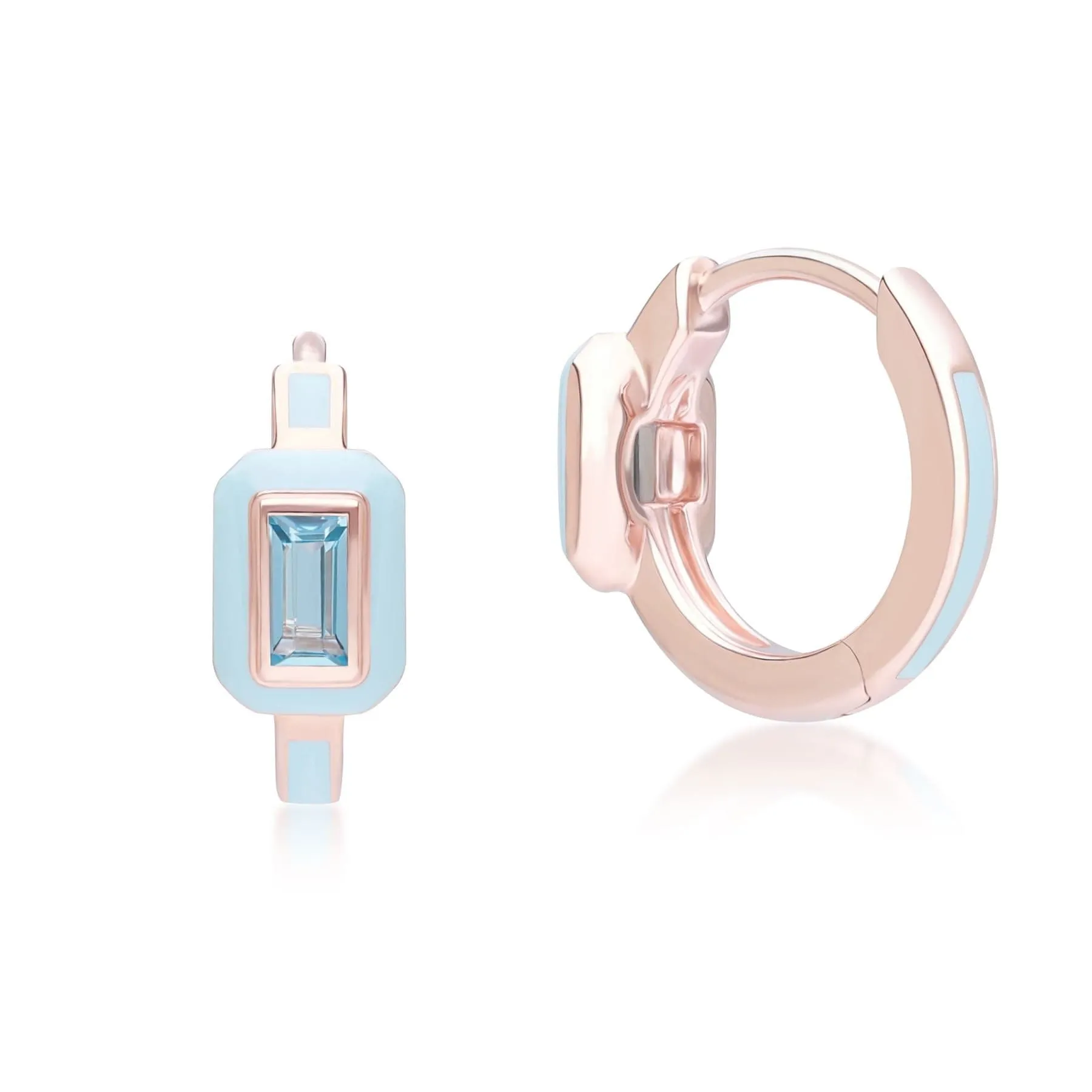 Siberian Waltz Blue Enamel & Swiss Blue Topaz Hoop Earrings In 18ct Rose Gold Plated Sterling Silver sold by Gemondo Jewellery product image thumbnail 3