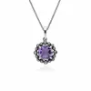 Art Deco Style Cushion Amethyst & Marcasite Cushion Drop Earrings & Necklace Set in 925 Sterling Silver sold by Gemondo Jewellery