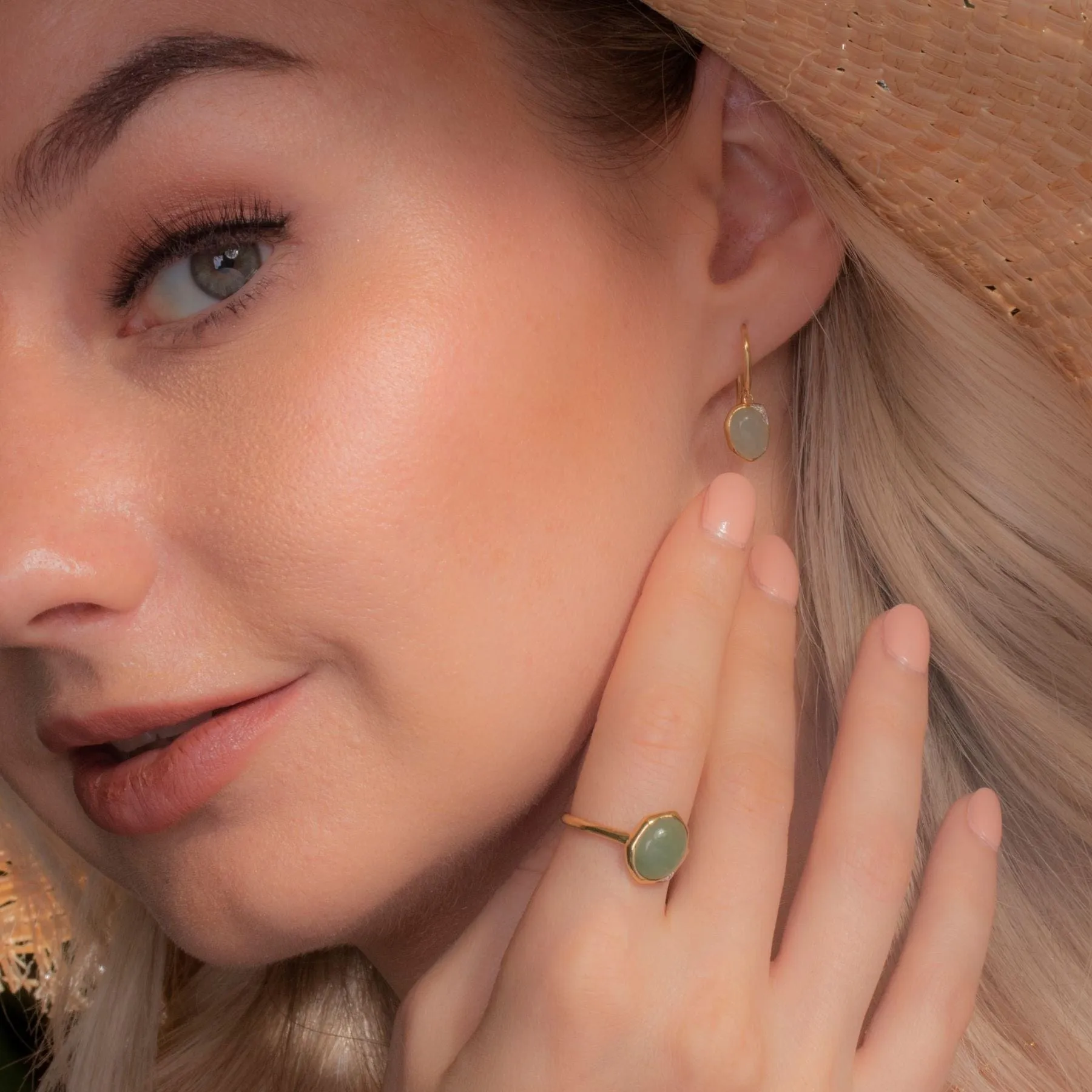 Irregular Collection Dyed Green Jade & Diamond Ring in Gold Plated Sterling Silver sold by Gemondo Jewellery product image thumbnail 2