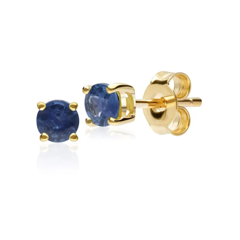 Classic Round Sapphire Stud Earrings in 9ct Yellow Gold 3.5mm sold by Gemondo Jewellery