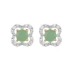 Classic Round Jade Stud Earrings with Detachable Diamond Floral Ear Jacket in 9ct Yellow Gold sold by Gemondo Jewellery