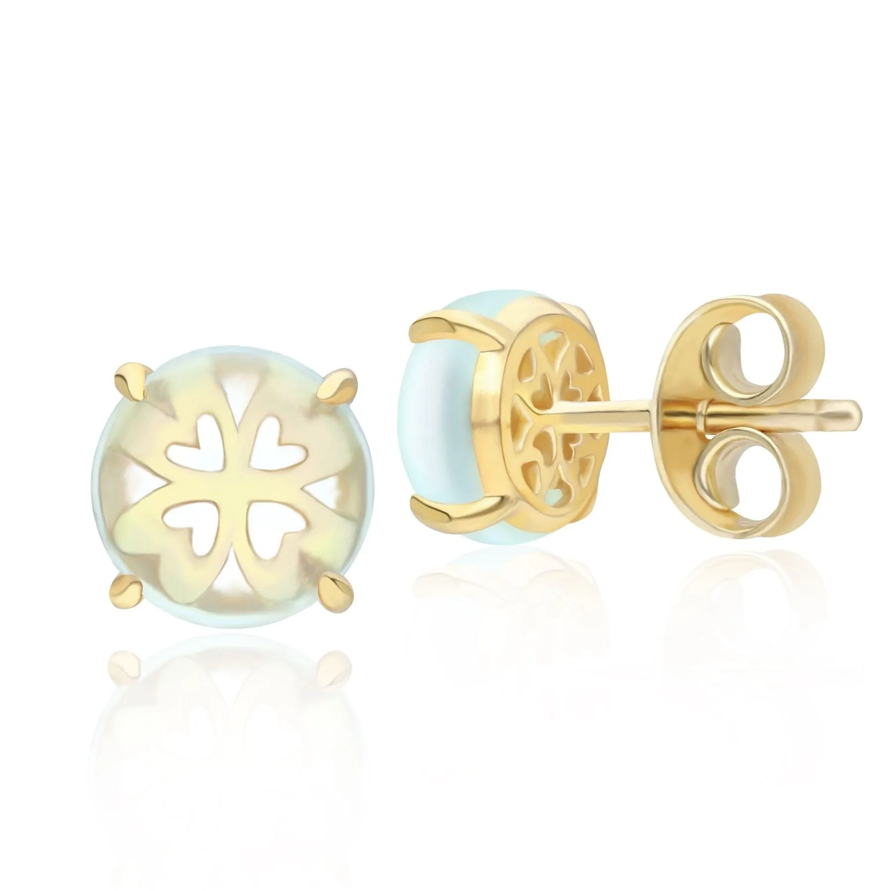 Gardenia Green Mint Quartz Cabochon Stud Earrings in Gold Plated Sterling Silver sold by Gemondo Jewellery product image thumbnail 3