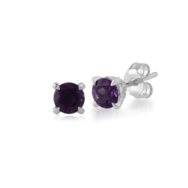 Gemondo Amethyst Round Stud Earrings In 9ct White Gold 4.50mm Claw Set sold by Gemondo Jewellery