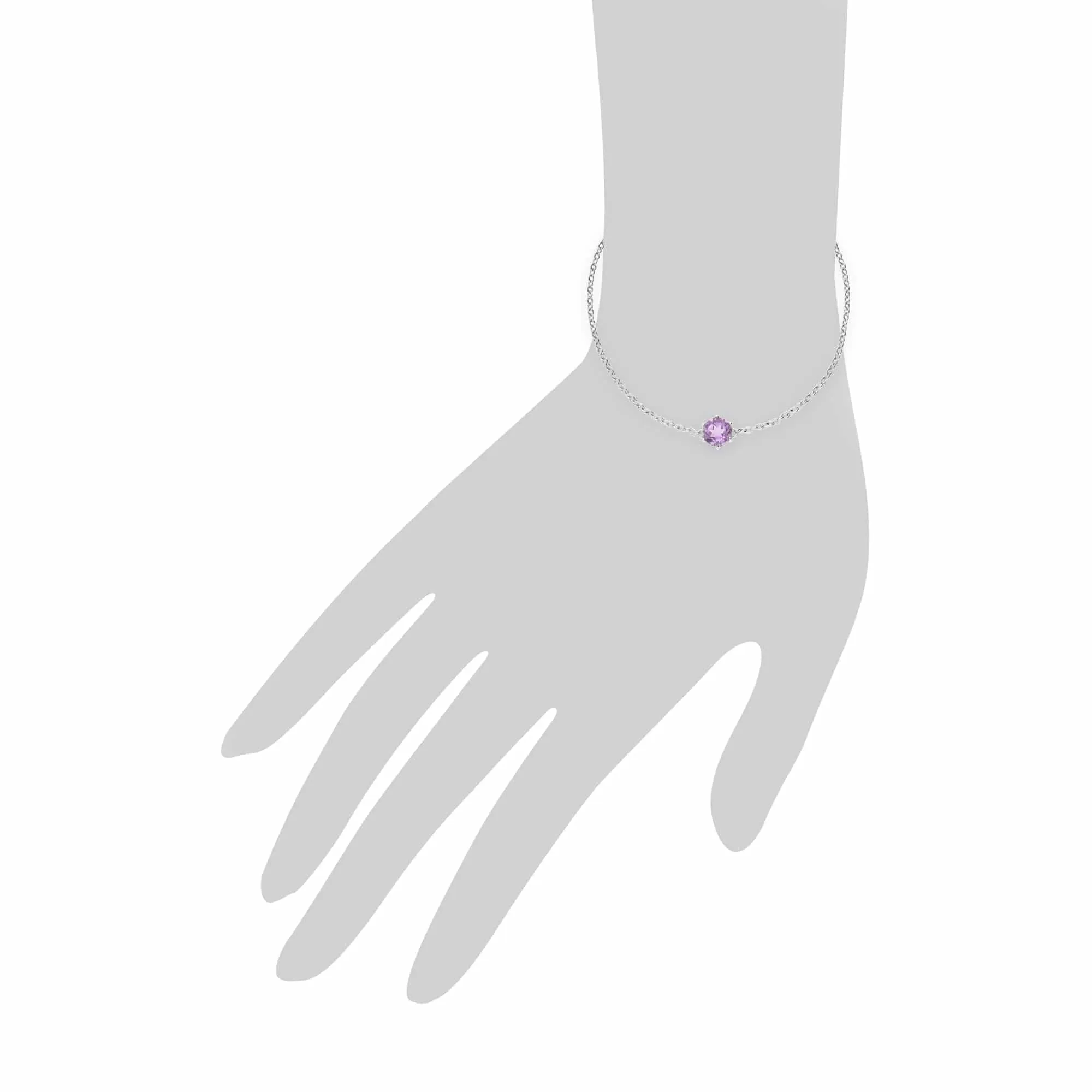 Classic Round Amethyst 6 Claw Set Single Stone Bracelet in 925 Sterling Silver sold by Gemondo Jewellery product image thumbnail 3