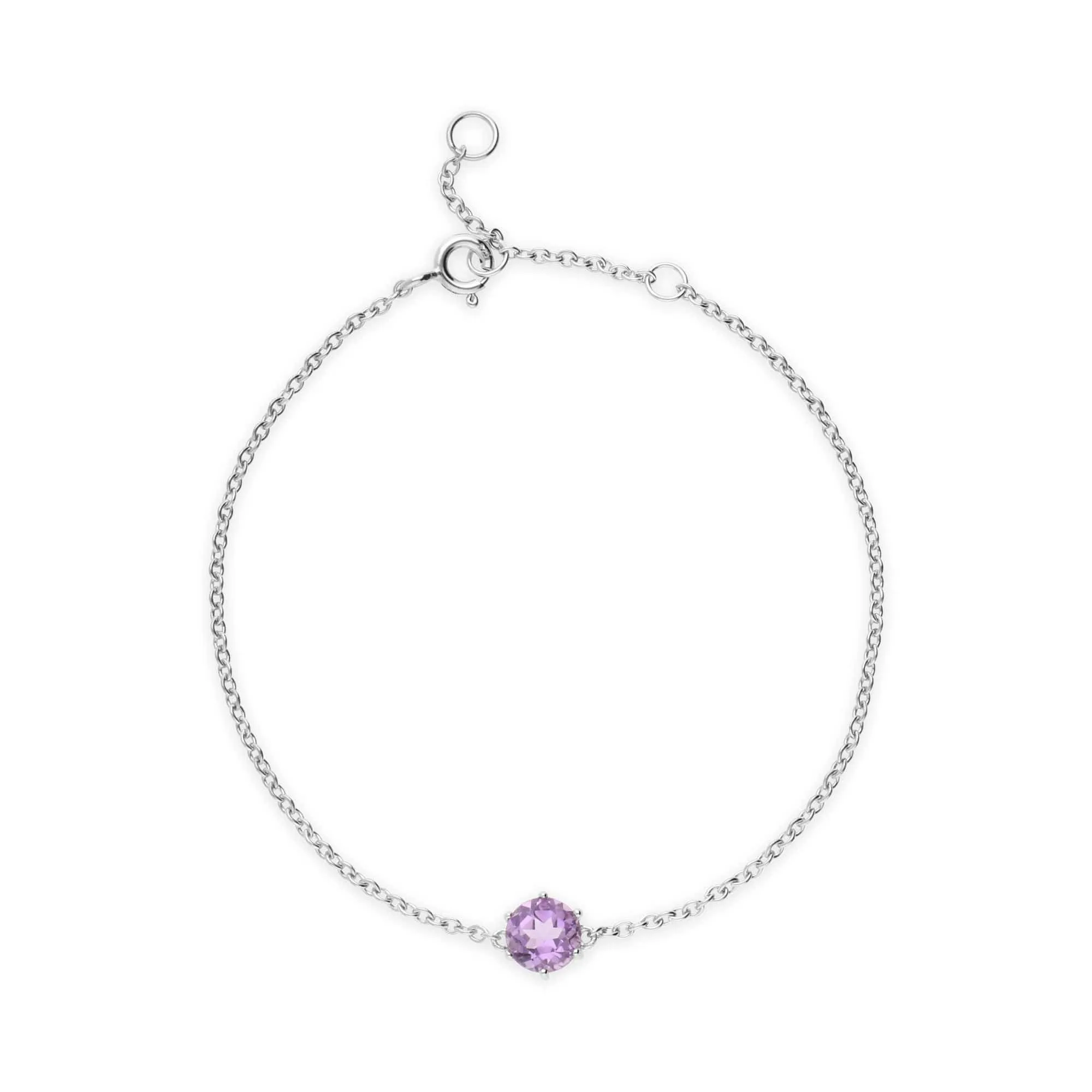 Classic Round Amethyst 6 Claw Set Single Stone Bracelet in 925 Sterling Silver sold by Gemondo Jewellery