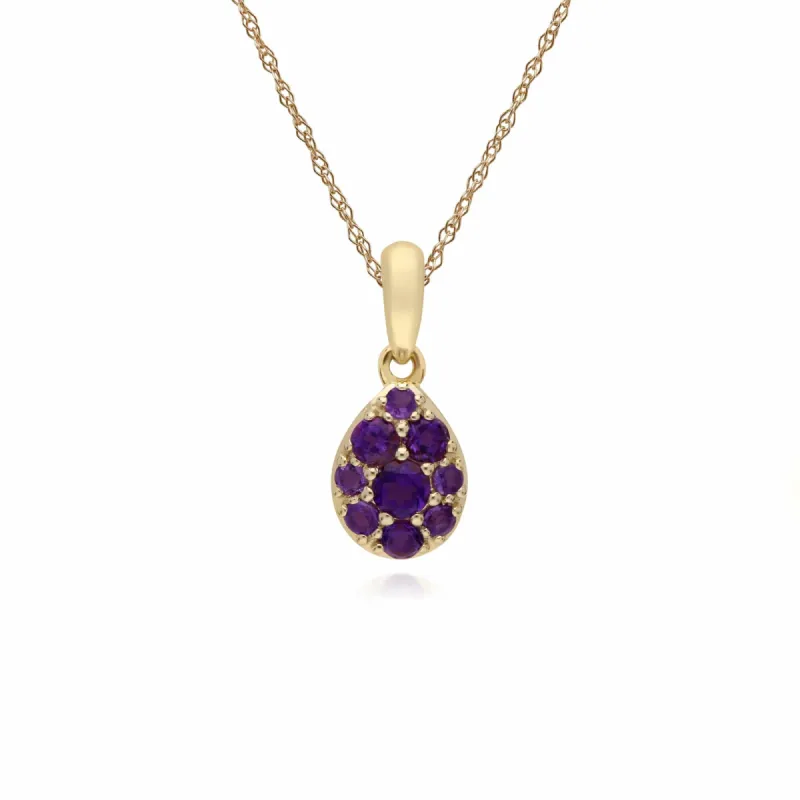 Gemondo 9ct Yellow Gold Amethyst Pear Cluster Pendant on 45cm Chain sold by Gemondo Jewellery