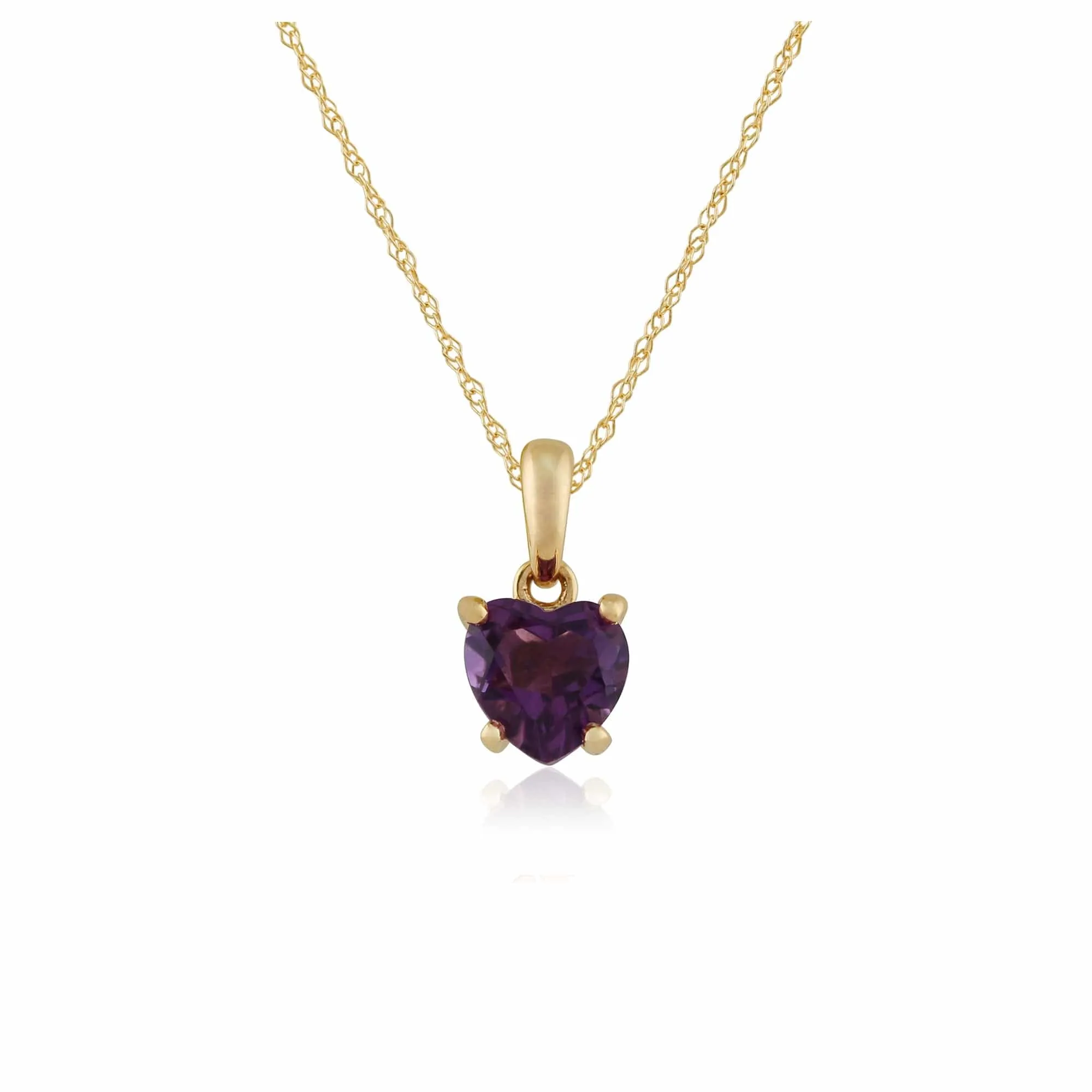 Classic Heart Amethyst Pendant in 9ct Yellow Gold sold by Gemondo Jewellery