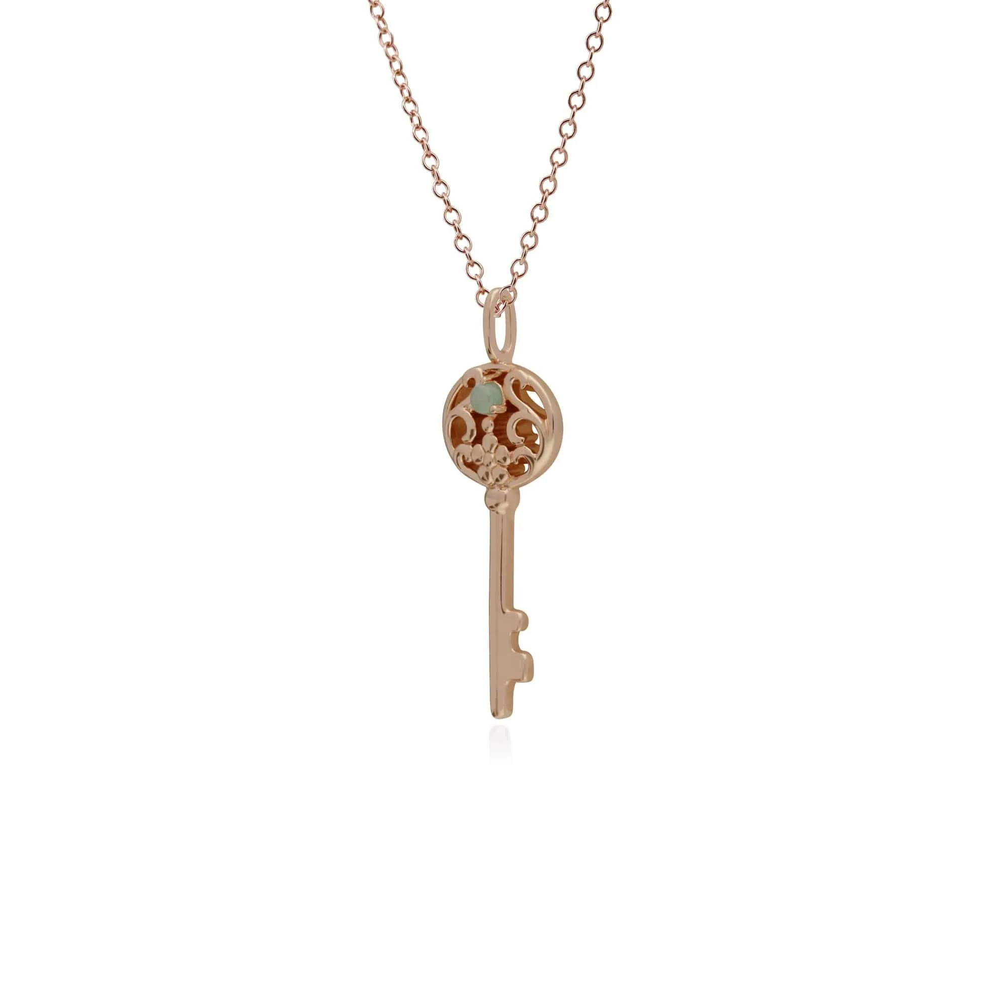 Rose Gold Plated Sterling Silver Jade Big Key Charm sold by Gemondo Jewellery product image thumbnail 2