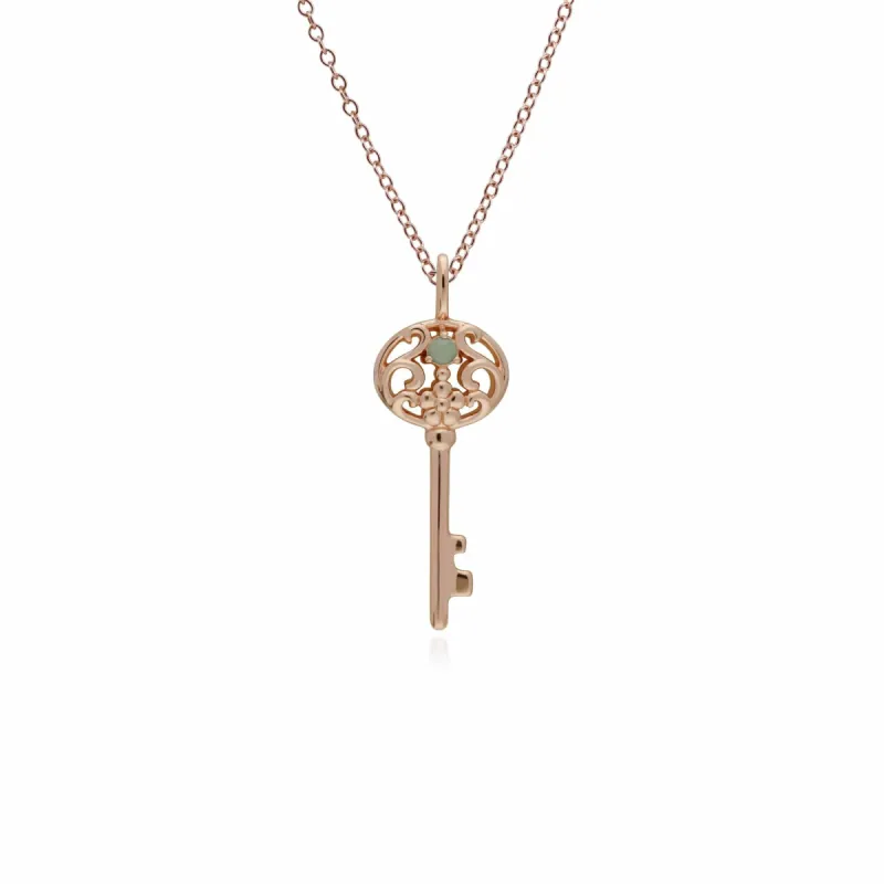 Rose Gold Plated Sterling Silver Jade Big Key Charm sold by Gemondo Jewellery