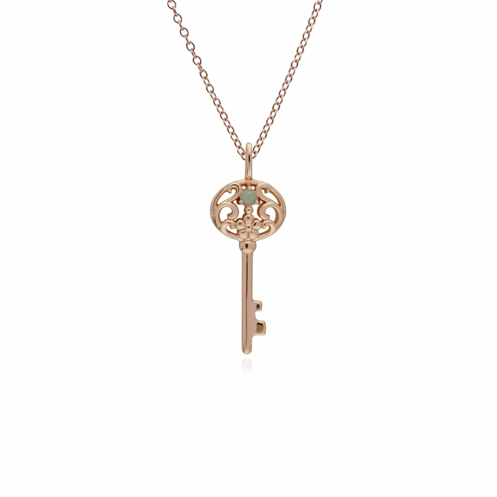Rose Gold Plated Sterling Silver Jade Big Key Charm sold by Gemondo Jewellery