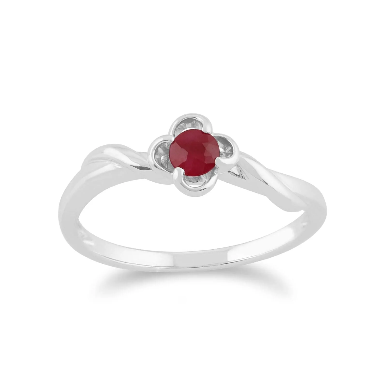 Gemondo 9ct White Gold 0.27ct Ruby Floral Ring sold by Gemondo Jewellery