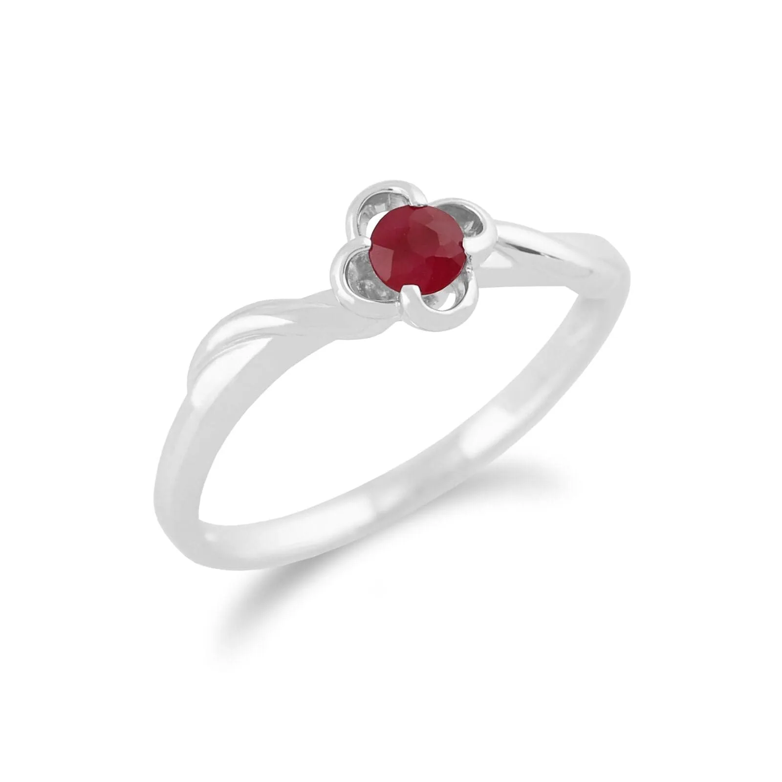 Gemondo 9ct White Gold 0.27ct Ruby Floral Ring sold by Gemondo Jewellery product image thumbnail 2