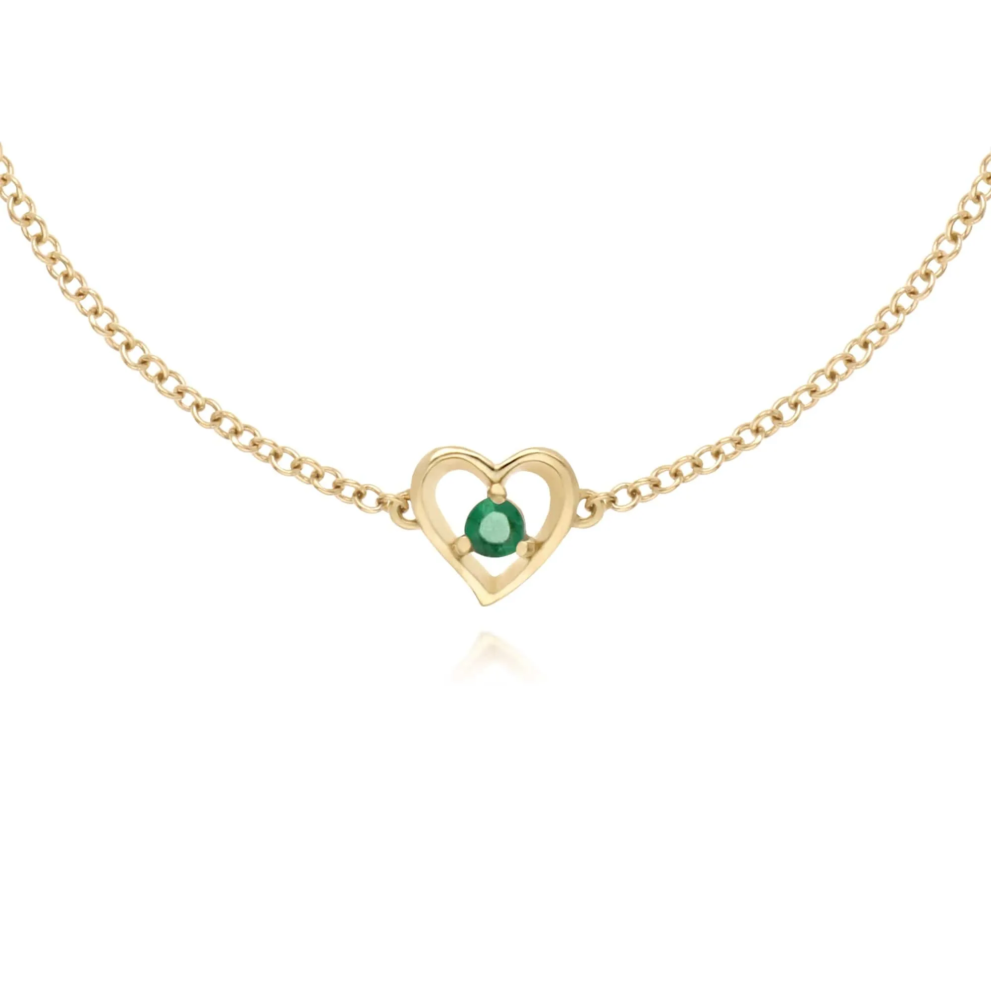 Classic Round Emerald Love Heart Bracelet in 9ct Yellow Gold sold by Gemondo Jewellery product image thumbnail 2